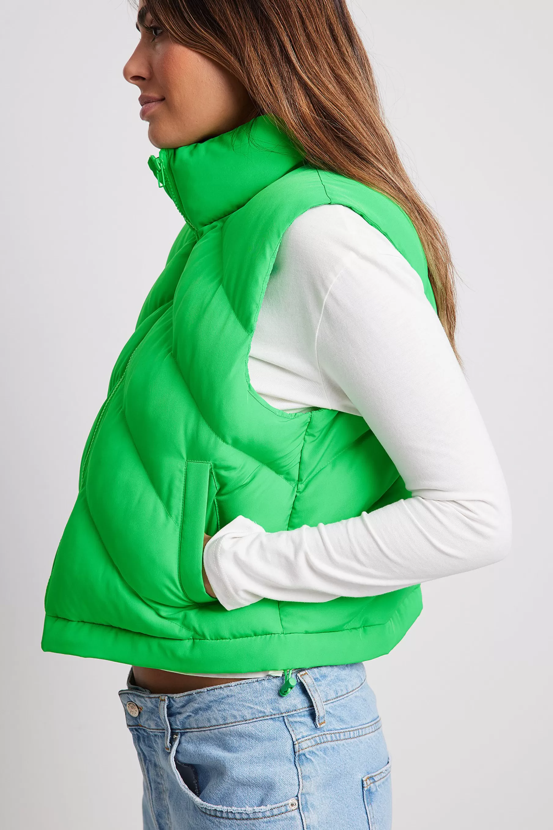 NA-KD Padded Vest Green