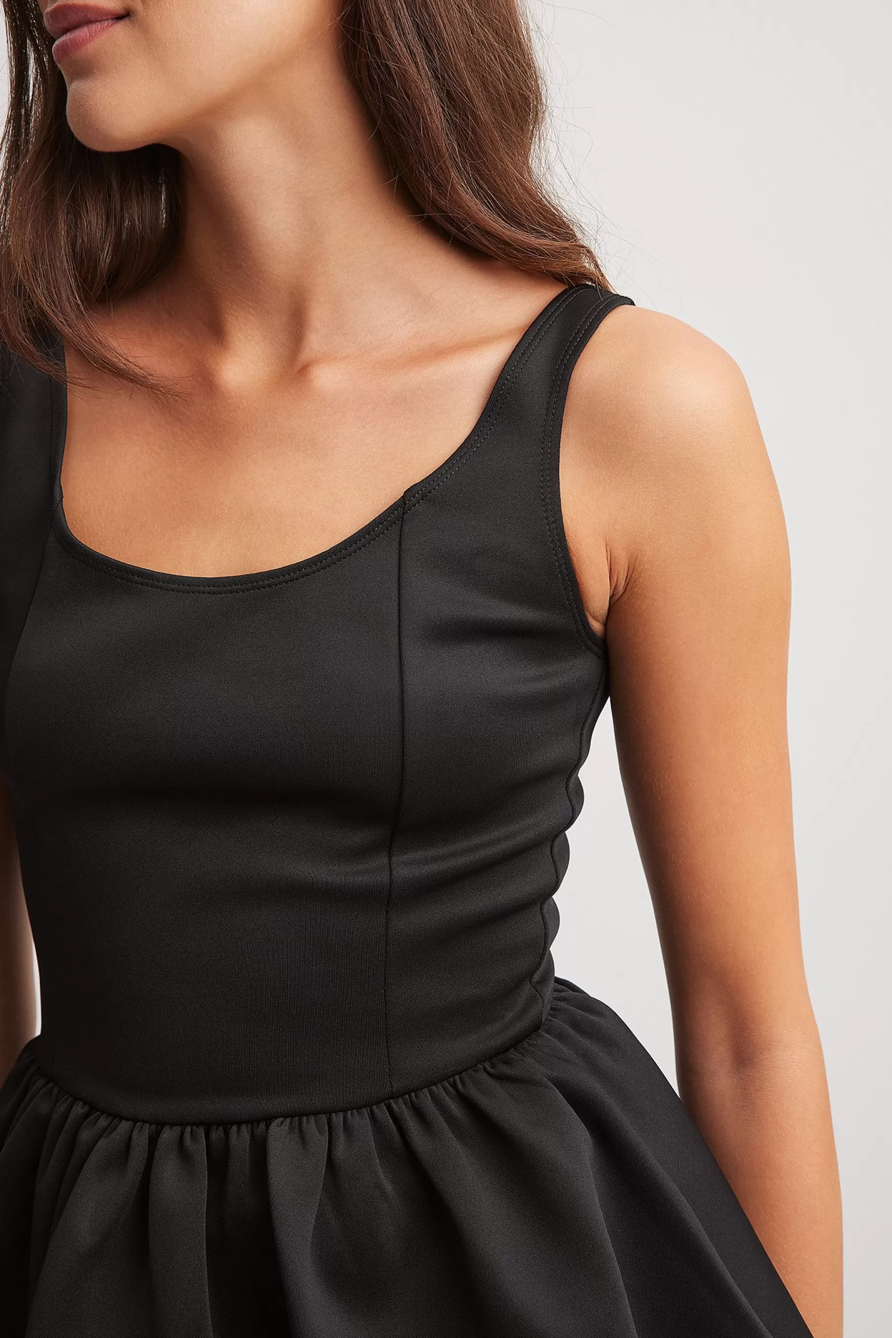 NA-KD Peplum Jersey Top Black