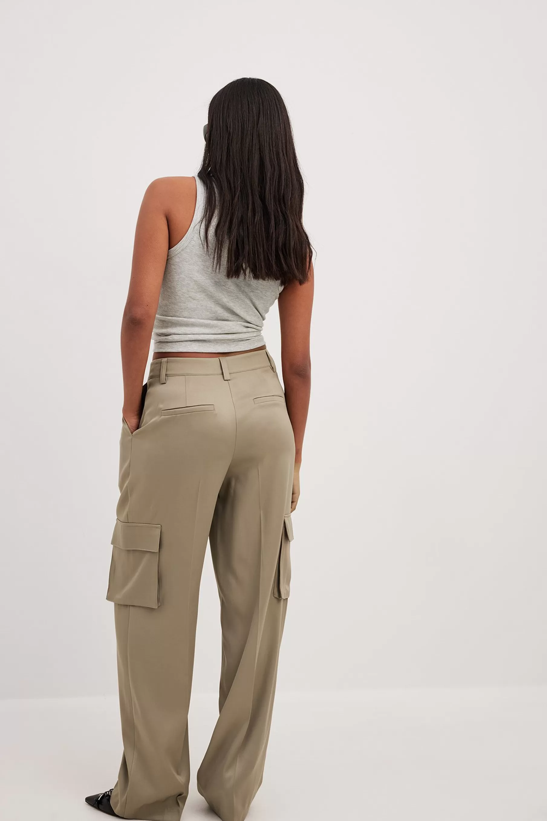 NA-KD Pleat Detail Cargo Suit Pants Brown