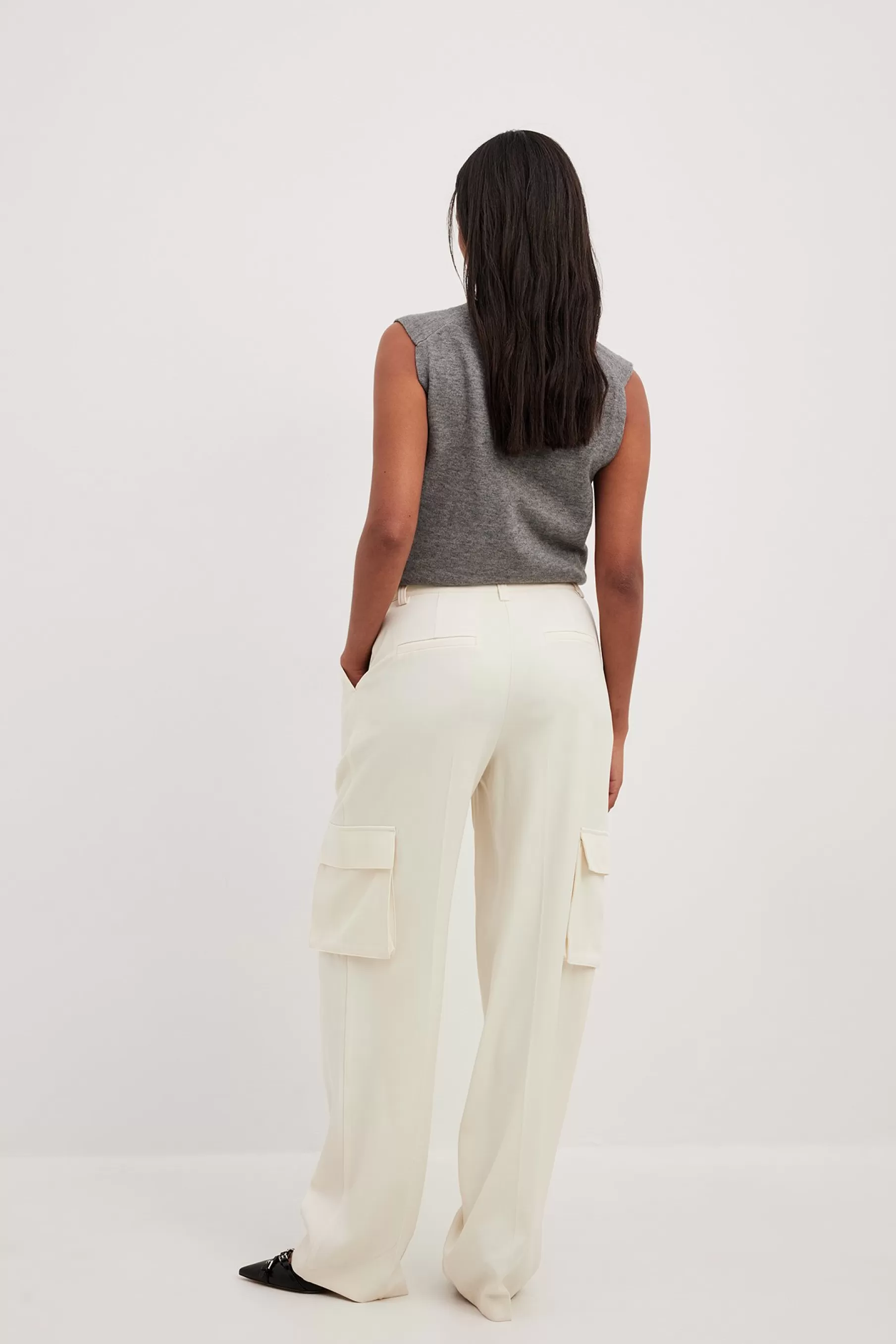 NA-KD Pleat Detail Cargo Suit Pants Offwhite