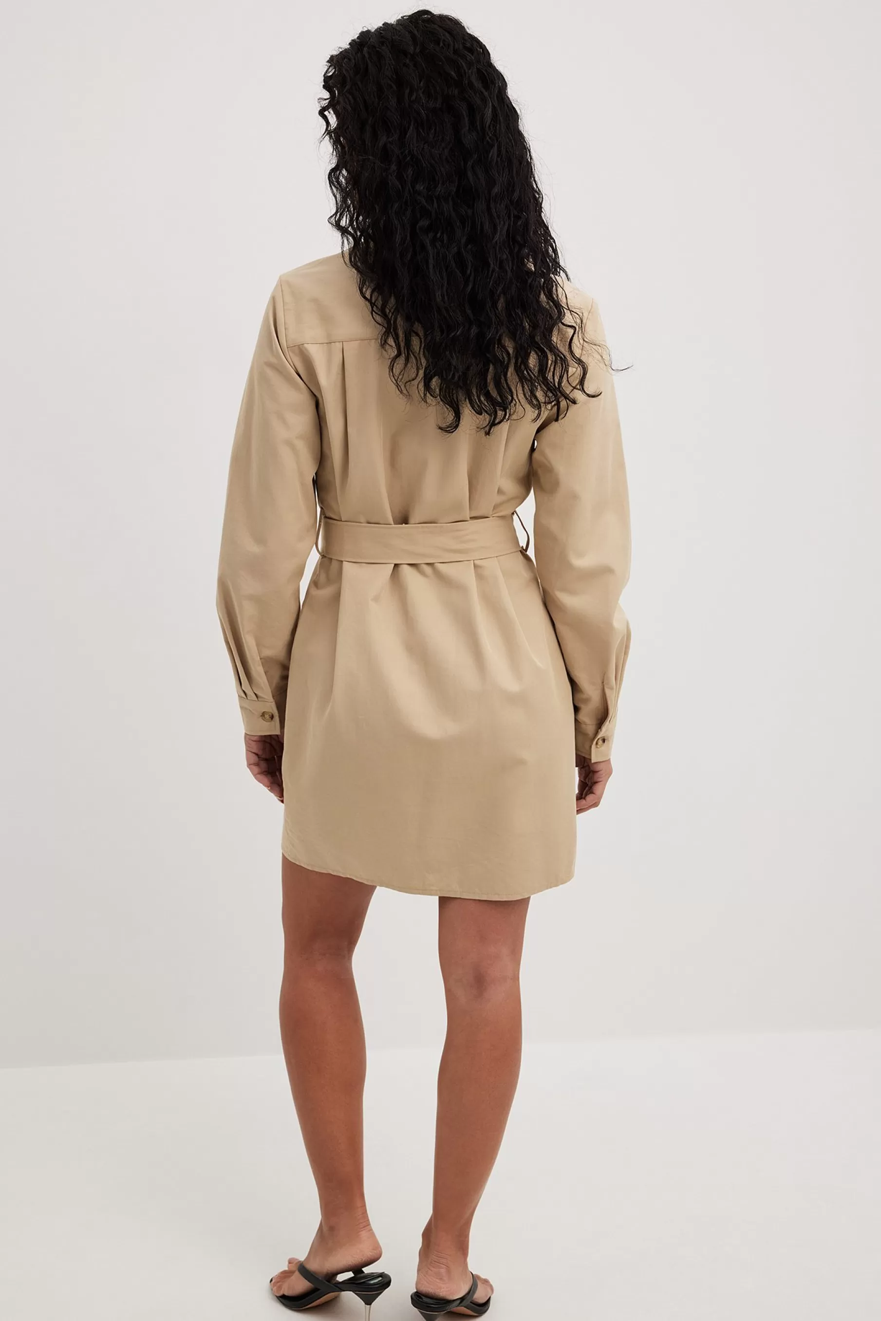 NA-KD Pocket Details Mini Dress Beige