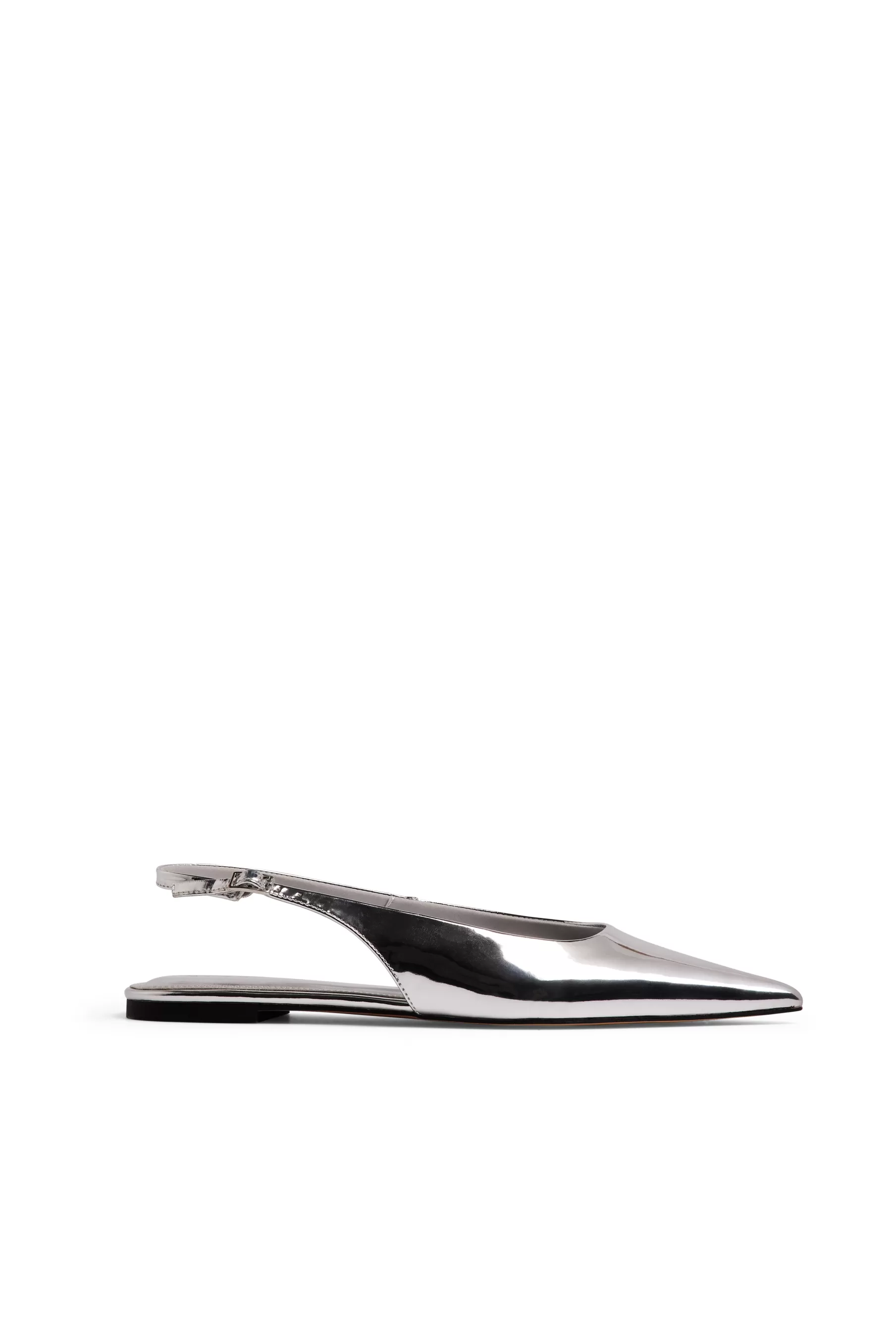 NA-KD Pointy Slingback Flats Silver