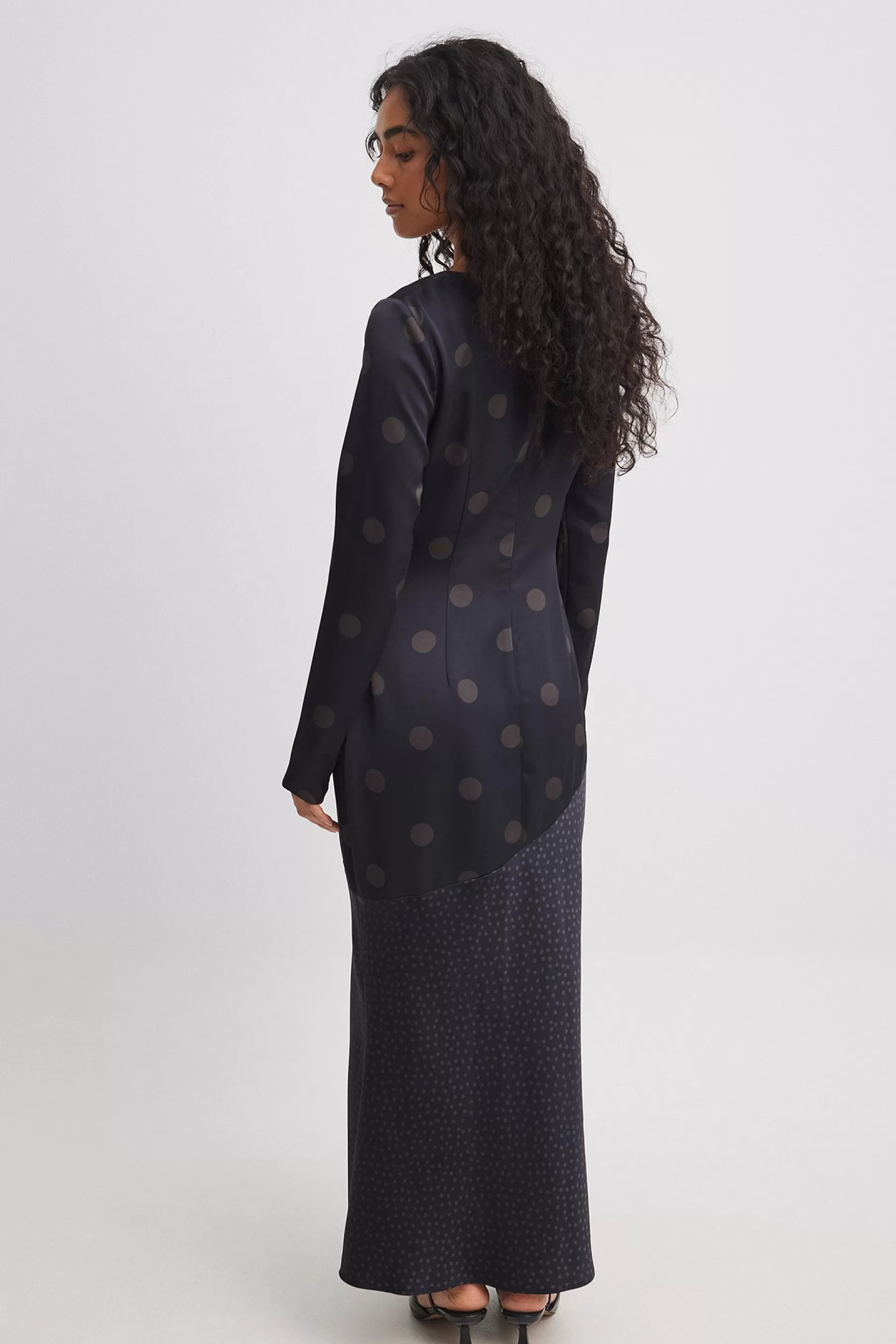 NA-KD Polka Dot Satin Midi Dress Dotted