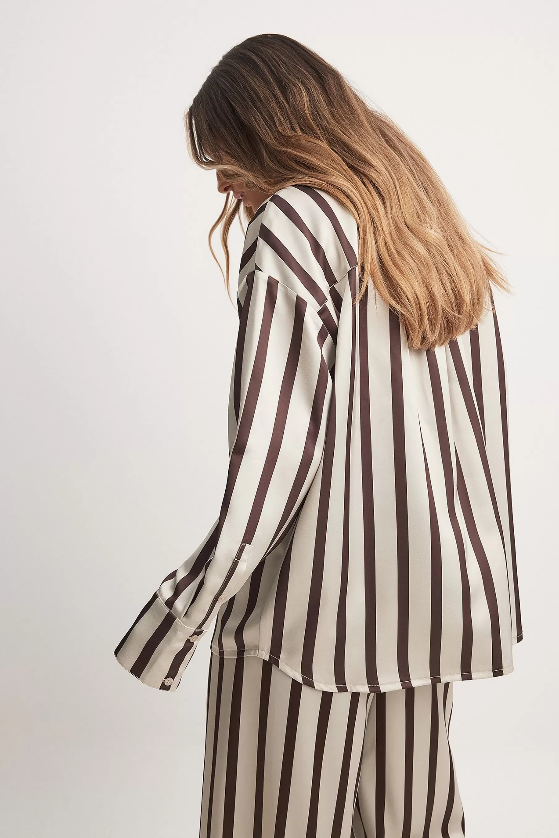 NA-KD Printed Oversized Shirt Stripe