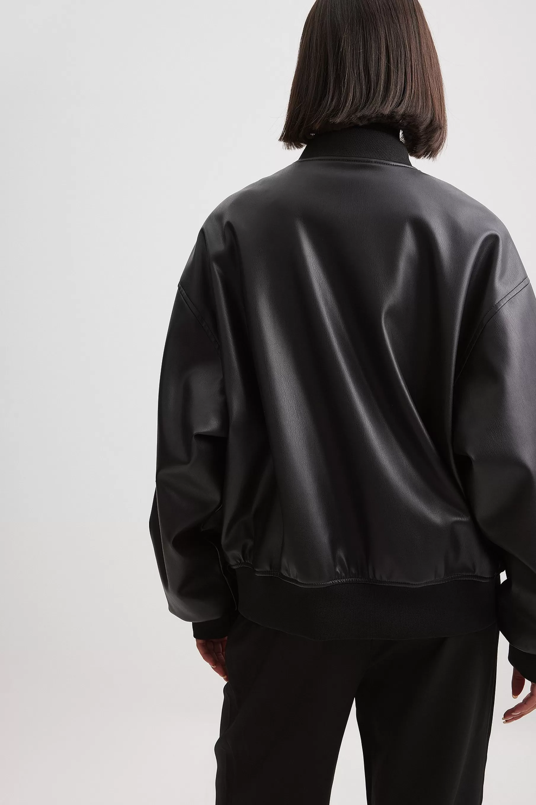 NA-KD Pu Bomber Jacket Black