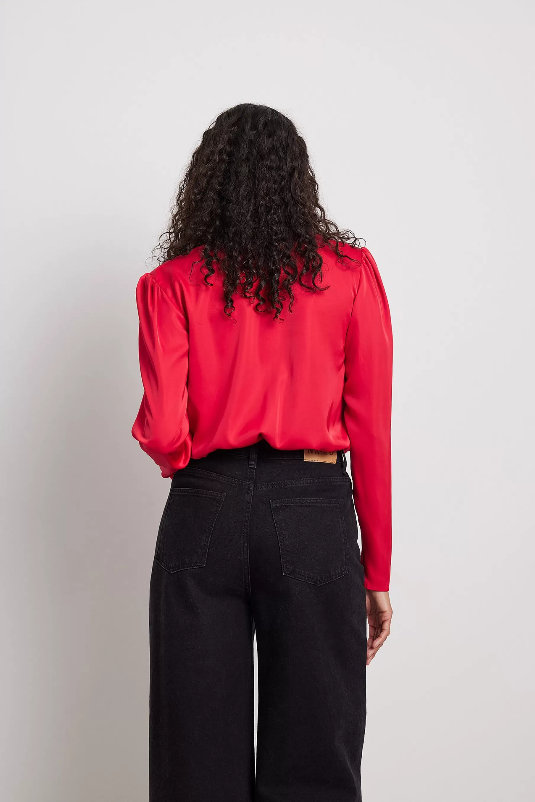 NA-KD Puff Sleeve Overlap Body Red