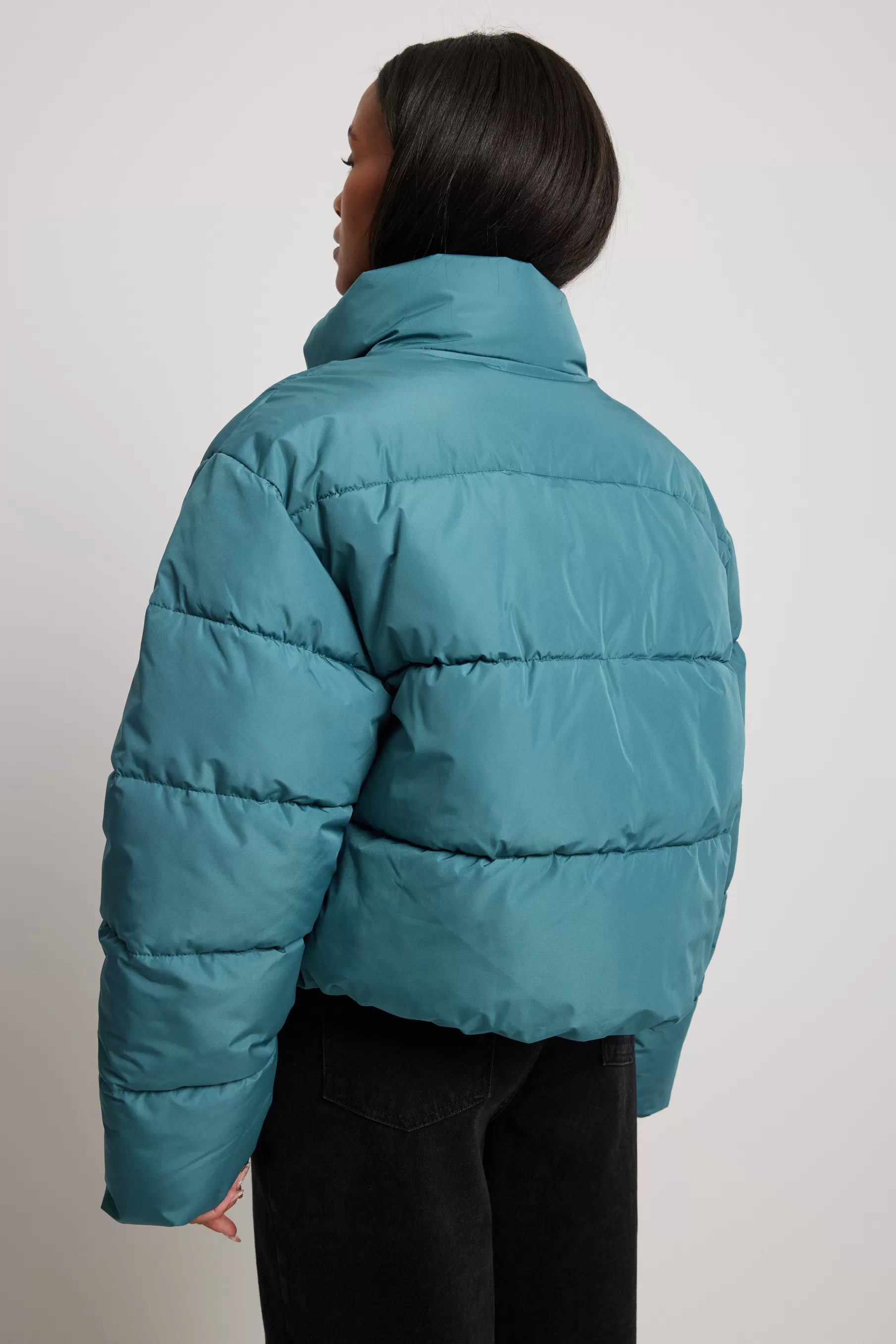 NA-KD Quilted Detail Padded Jacket Blue