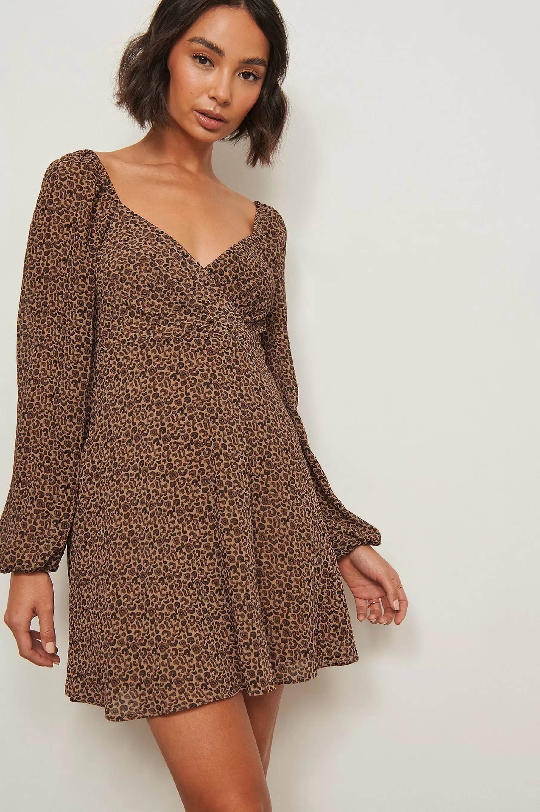 NA-KD Recycled Overlapped Detail Dress Leopard