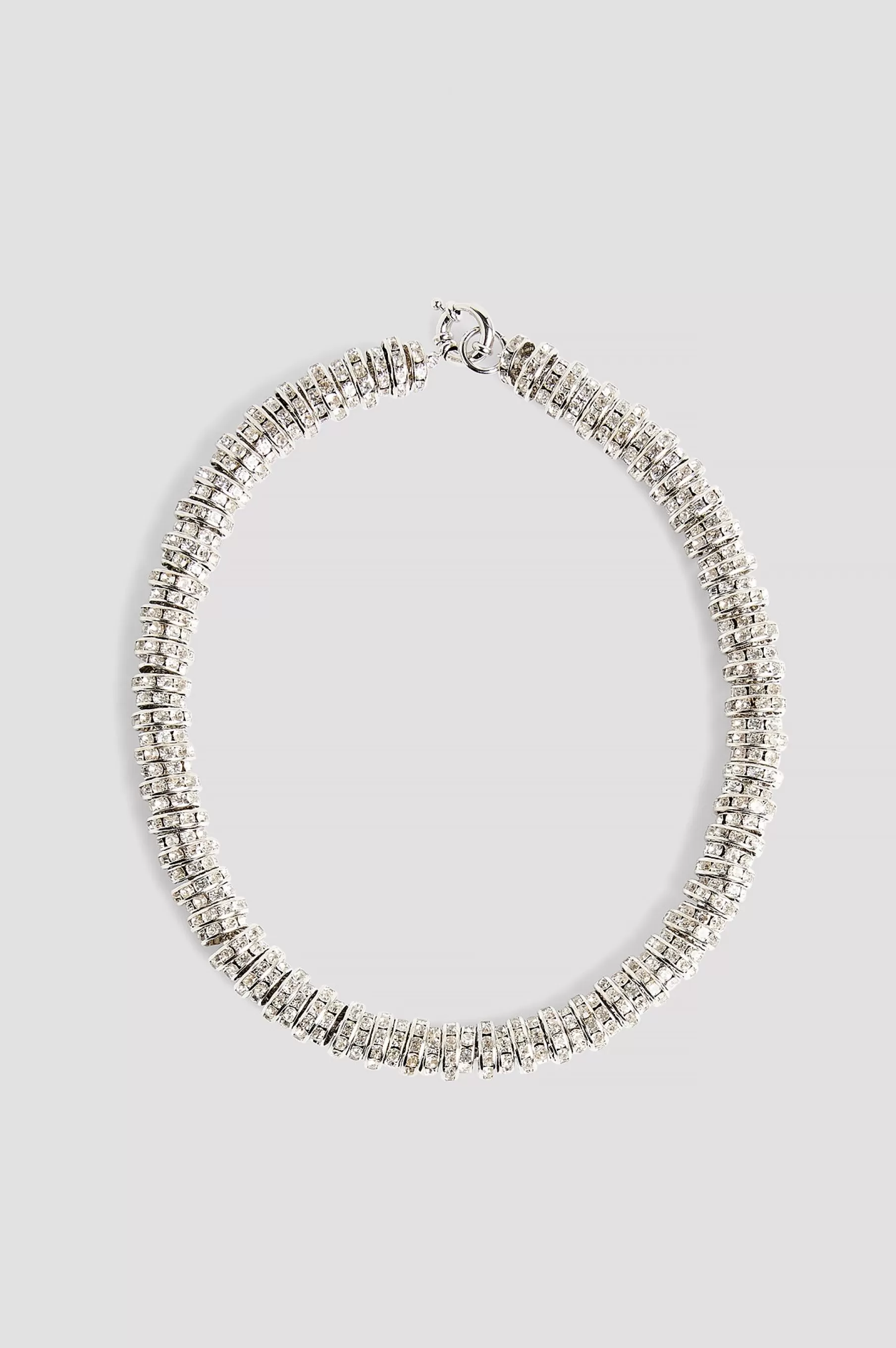 NA-KD Rhinestone Chunky Necklace Silver