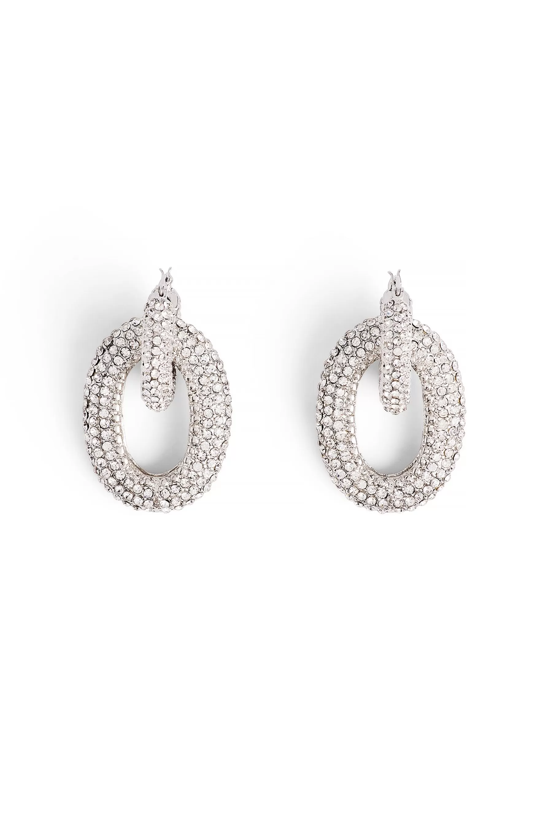 NA-KD Rhinestone Ring Earrings Silver