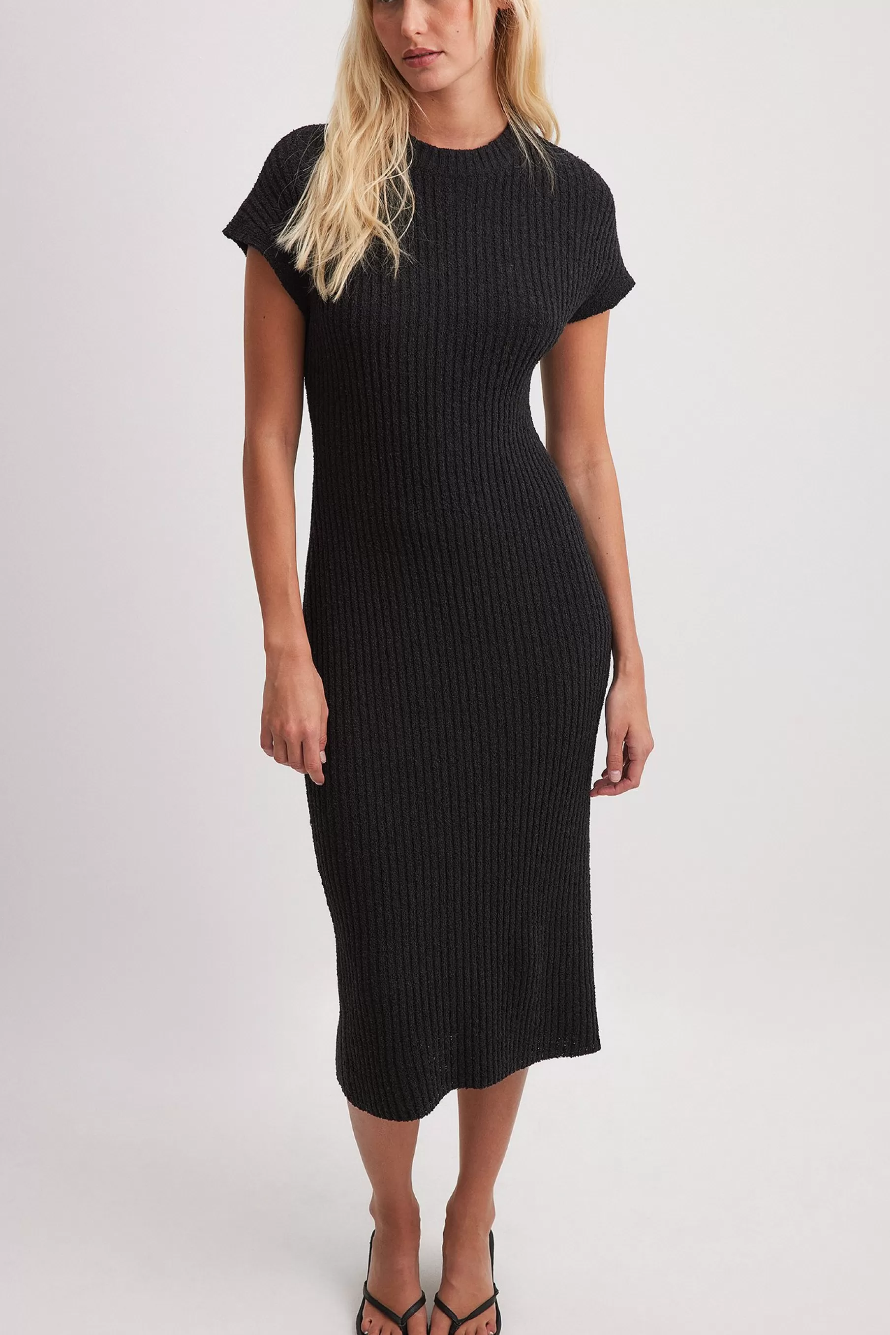 NA-KD Rib Knit Dress Grey