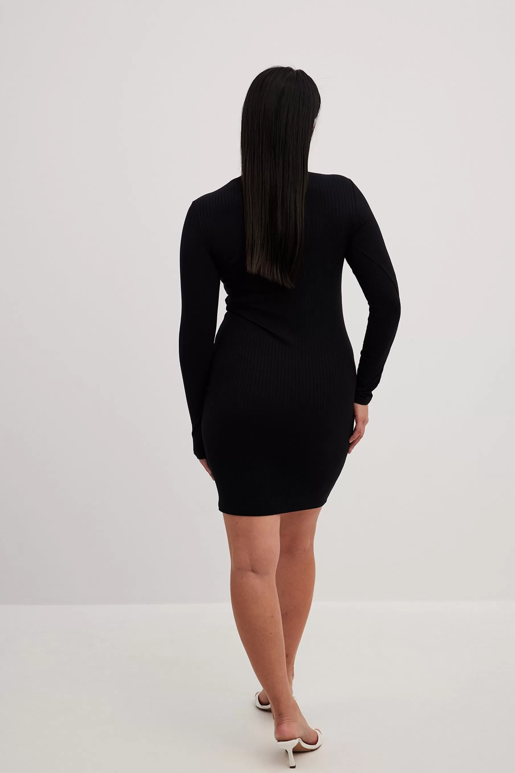 NA-KD Rib Mini Dress Black