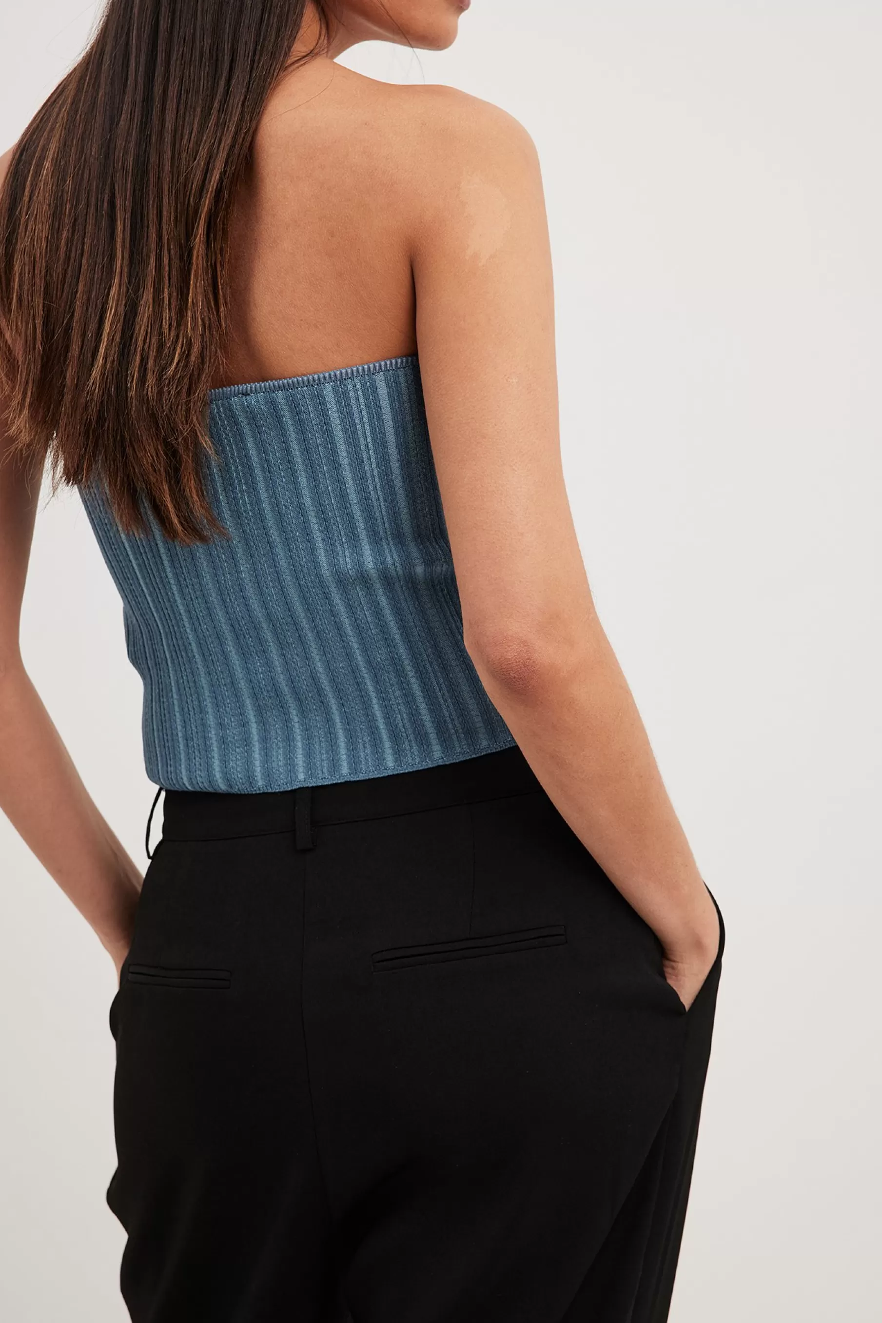 NA-KD Ribbed Corset Top Blue