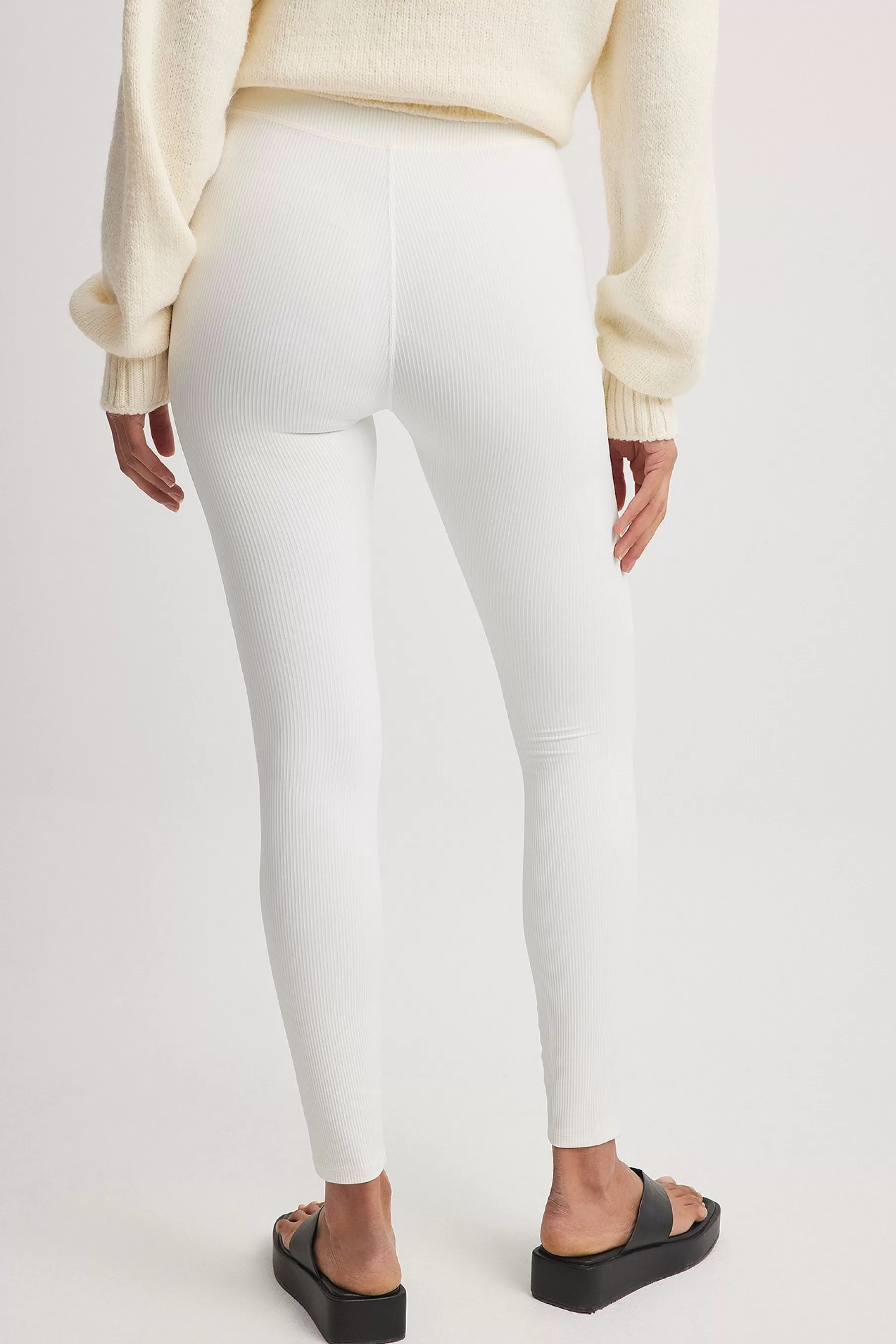 NA-KD Ribbed Leggings White