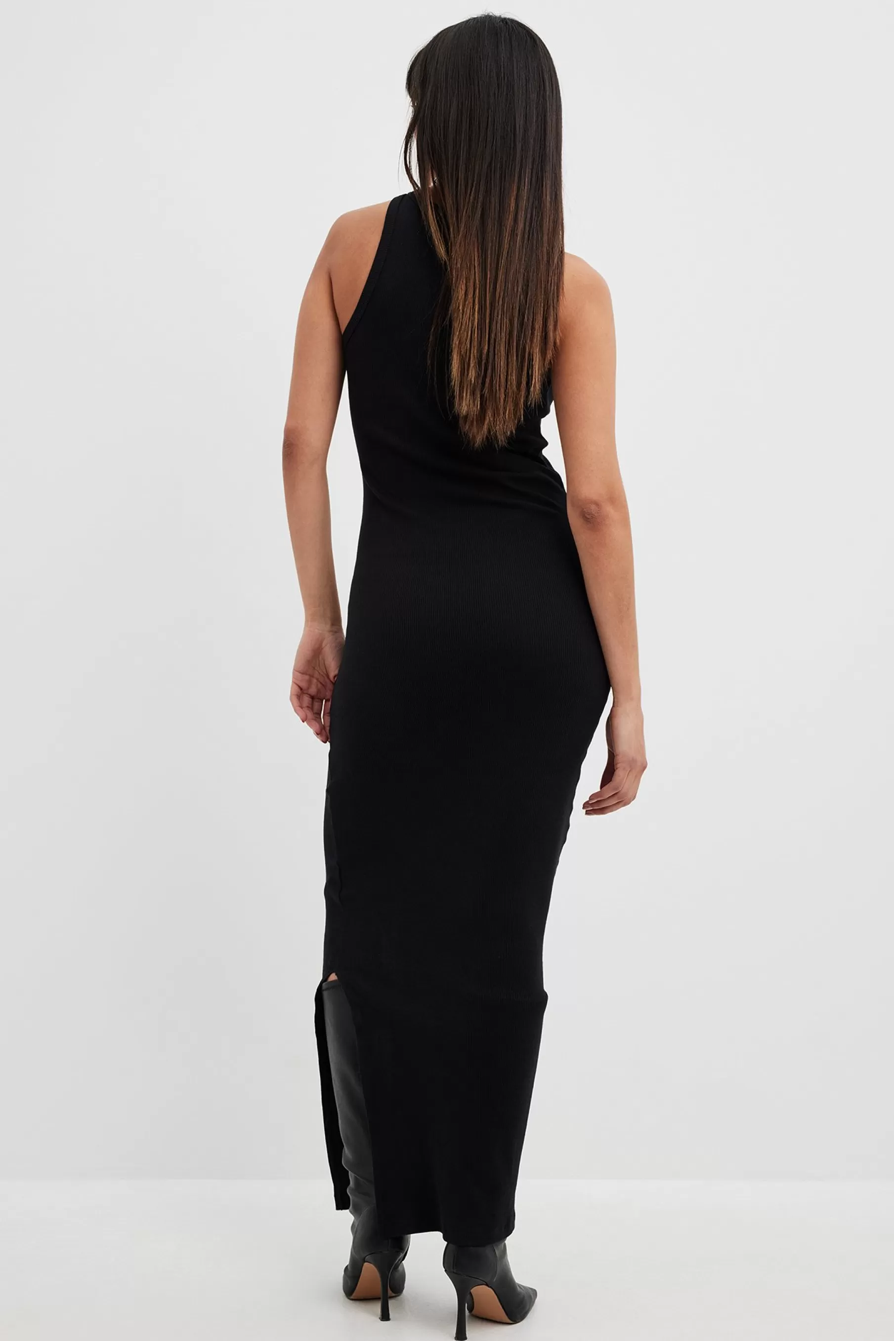 NA-KD Ribbed Maxi Dress Black