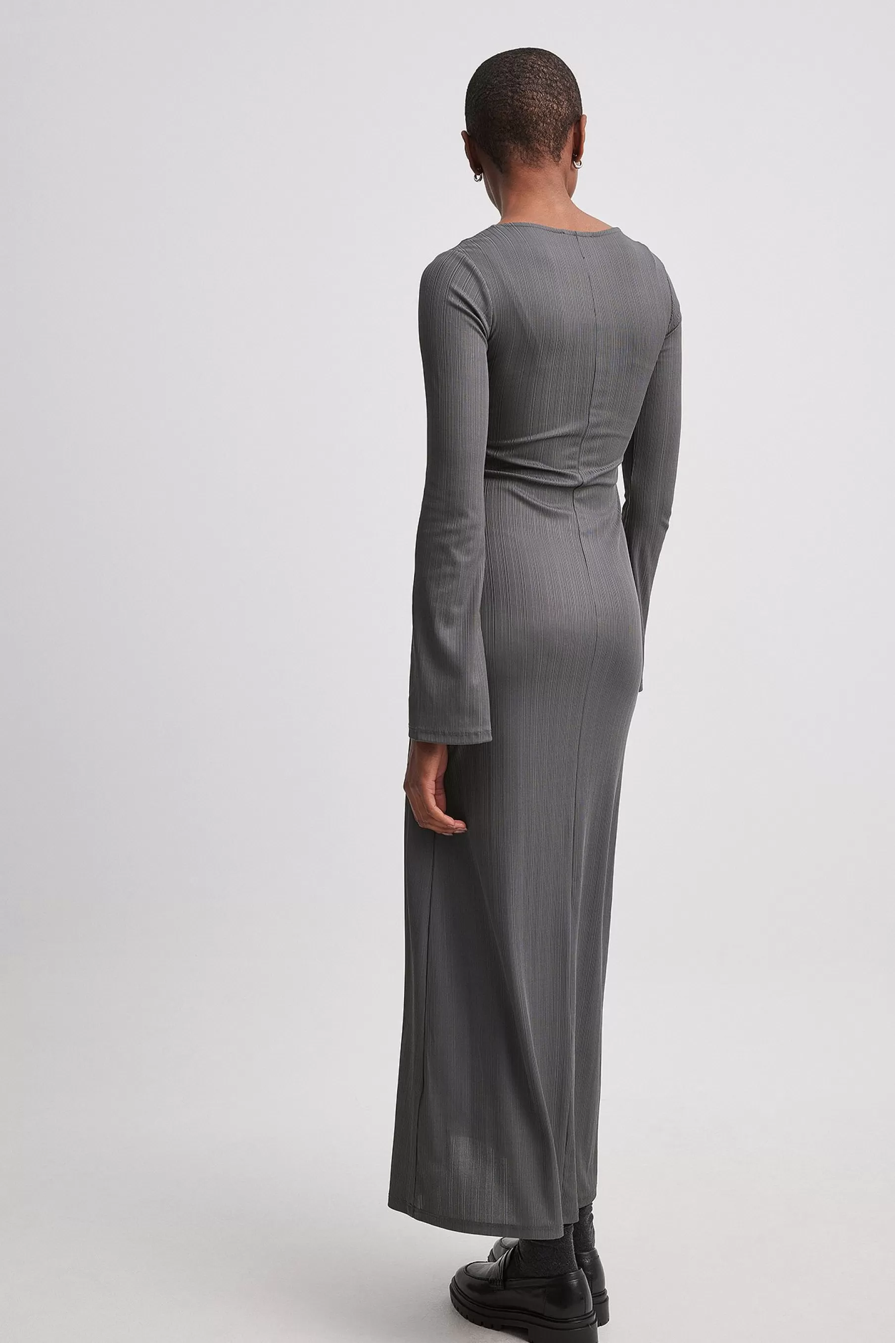 NA-KD Ribbed Maxi Dress Grey