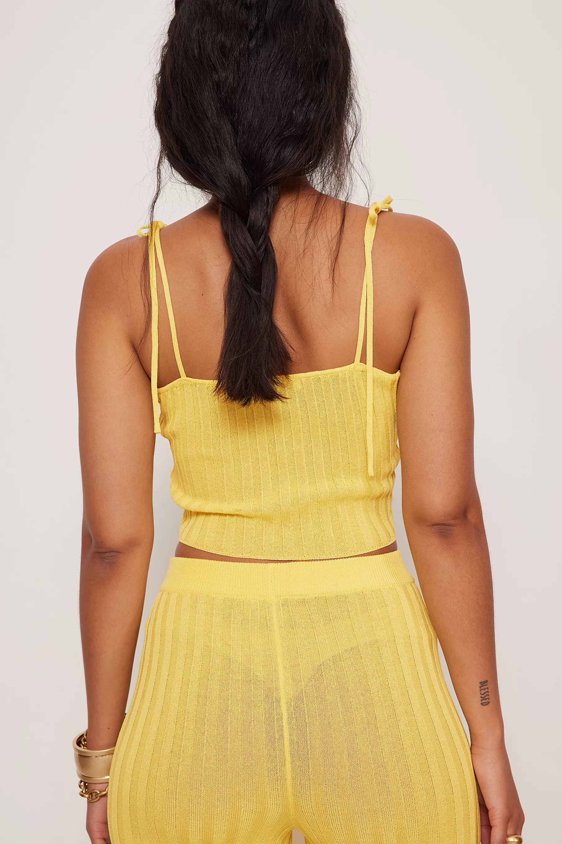 NA-KD Ribbed Singlet Yellow