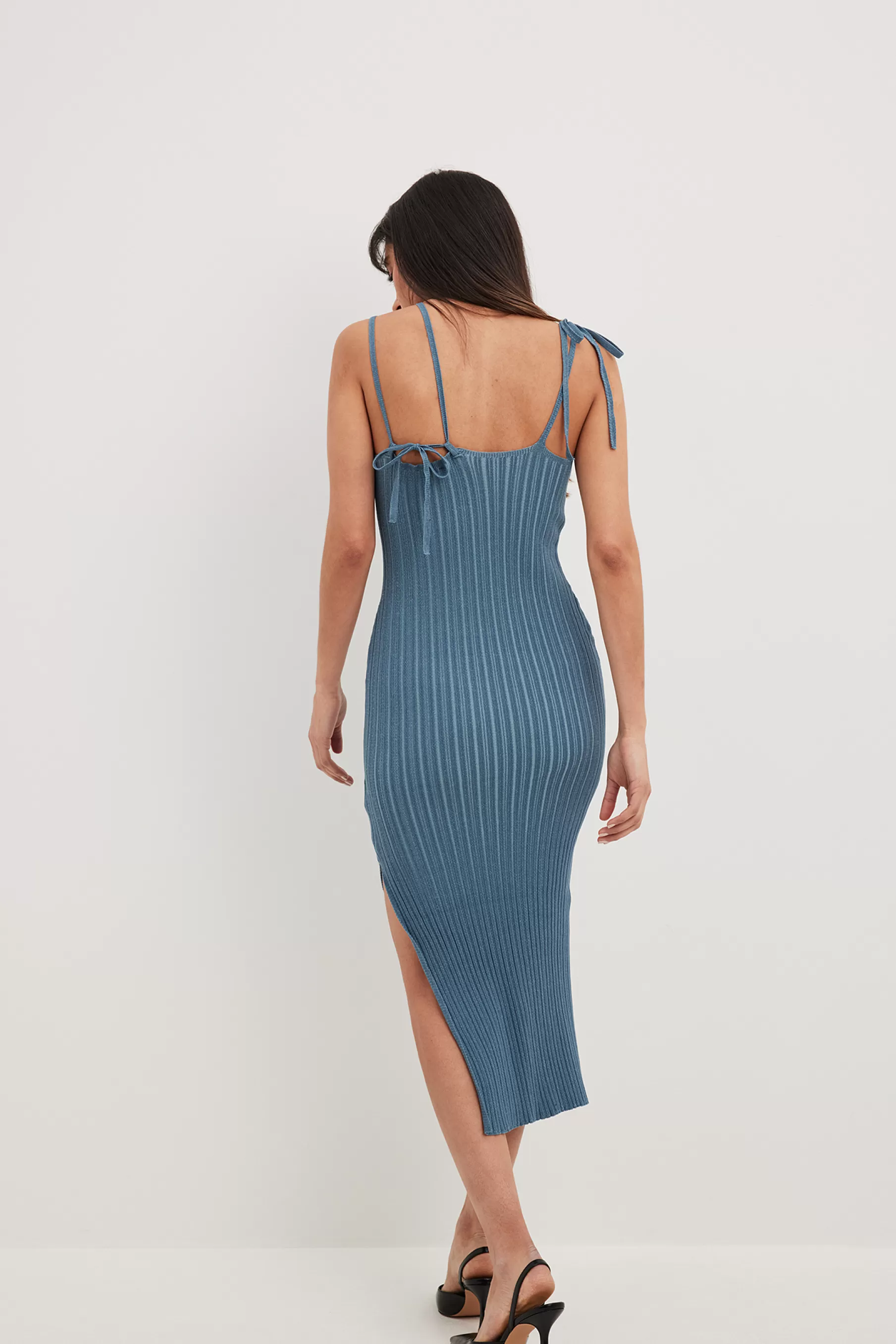 NA-KD Ribbed Strappy Dress Blue