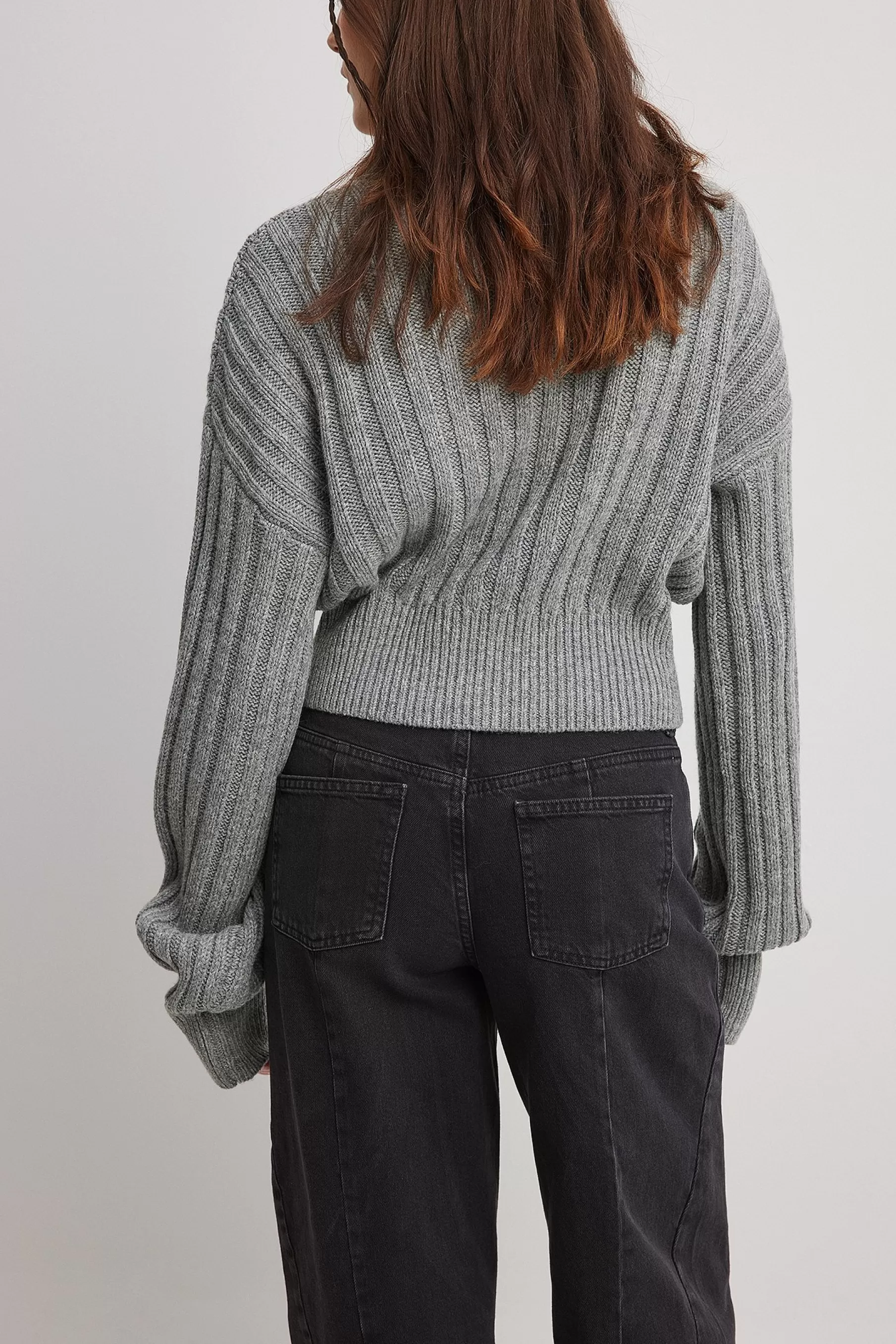 NA-KD Ribbed Sweater Grey