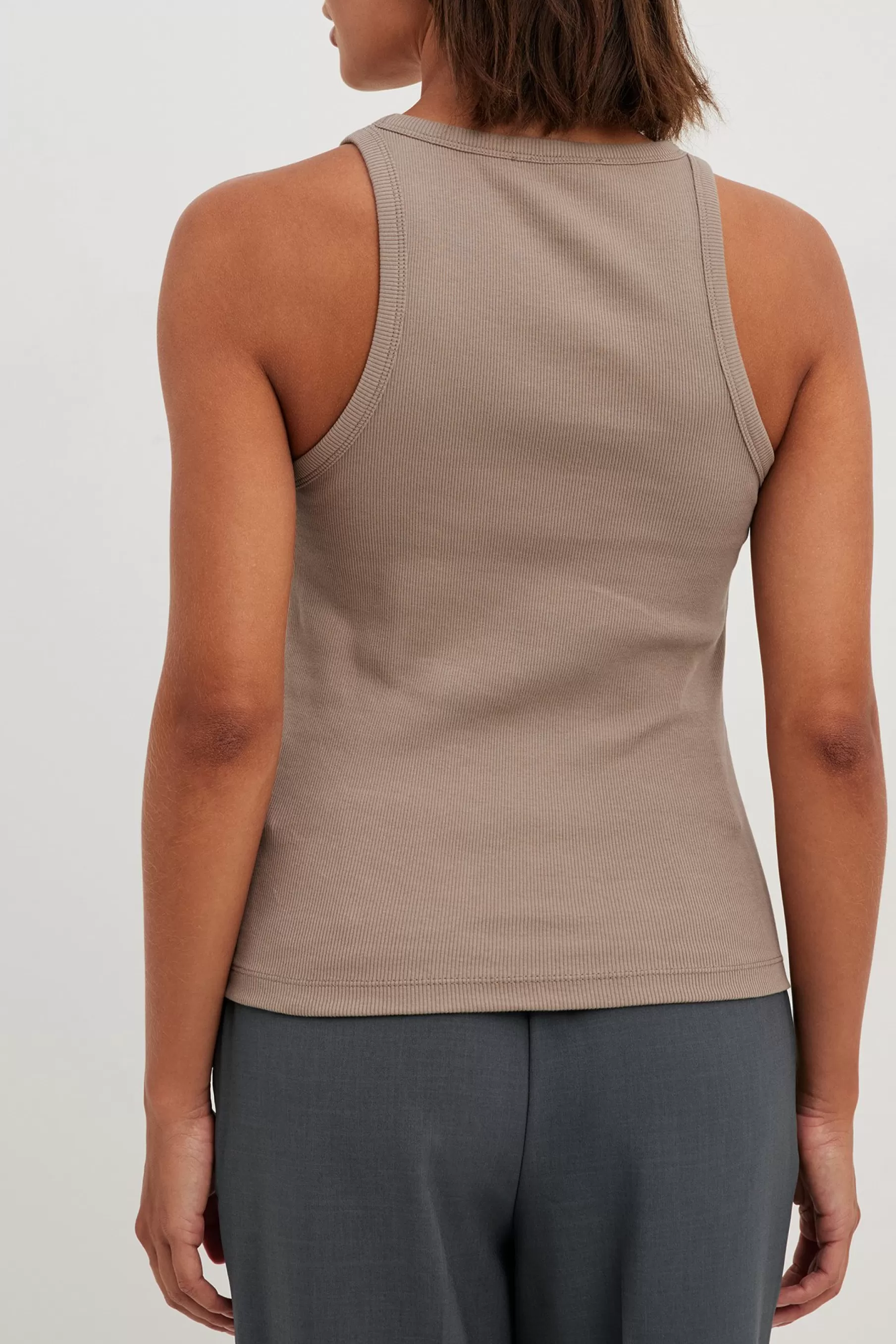 NA-KD Ribbed Tank Beige