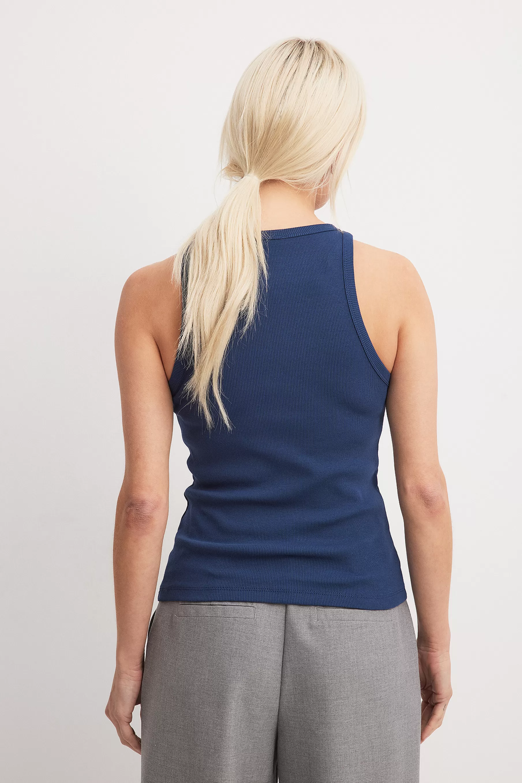 NA-KD Ribbed Tank Blue