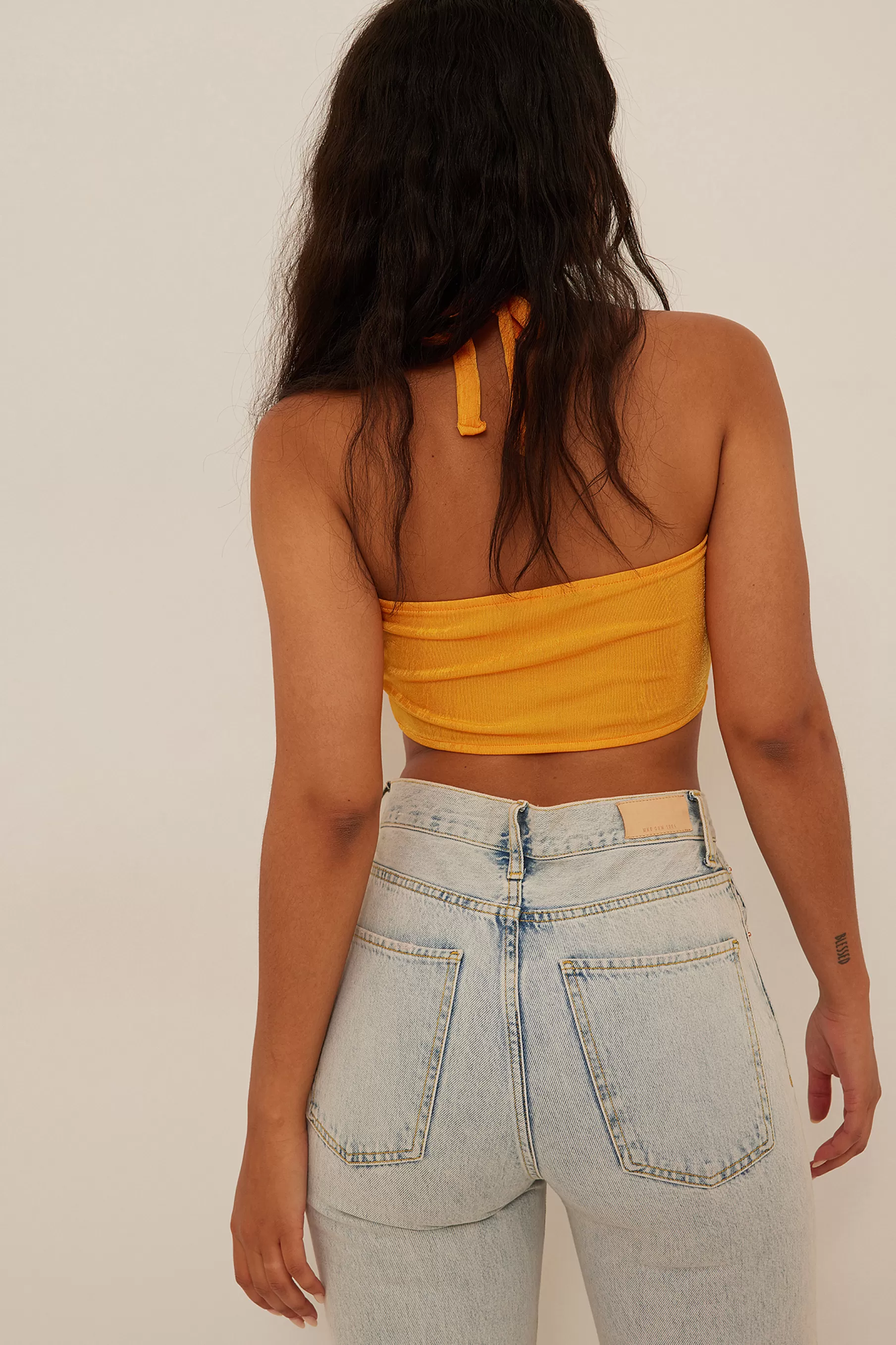 NA-KD Ring Detail Halterneck Singlet Orange