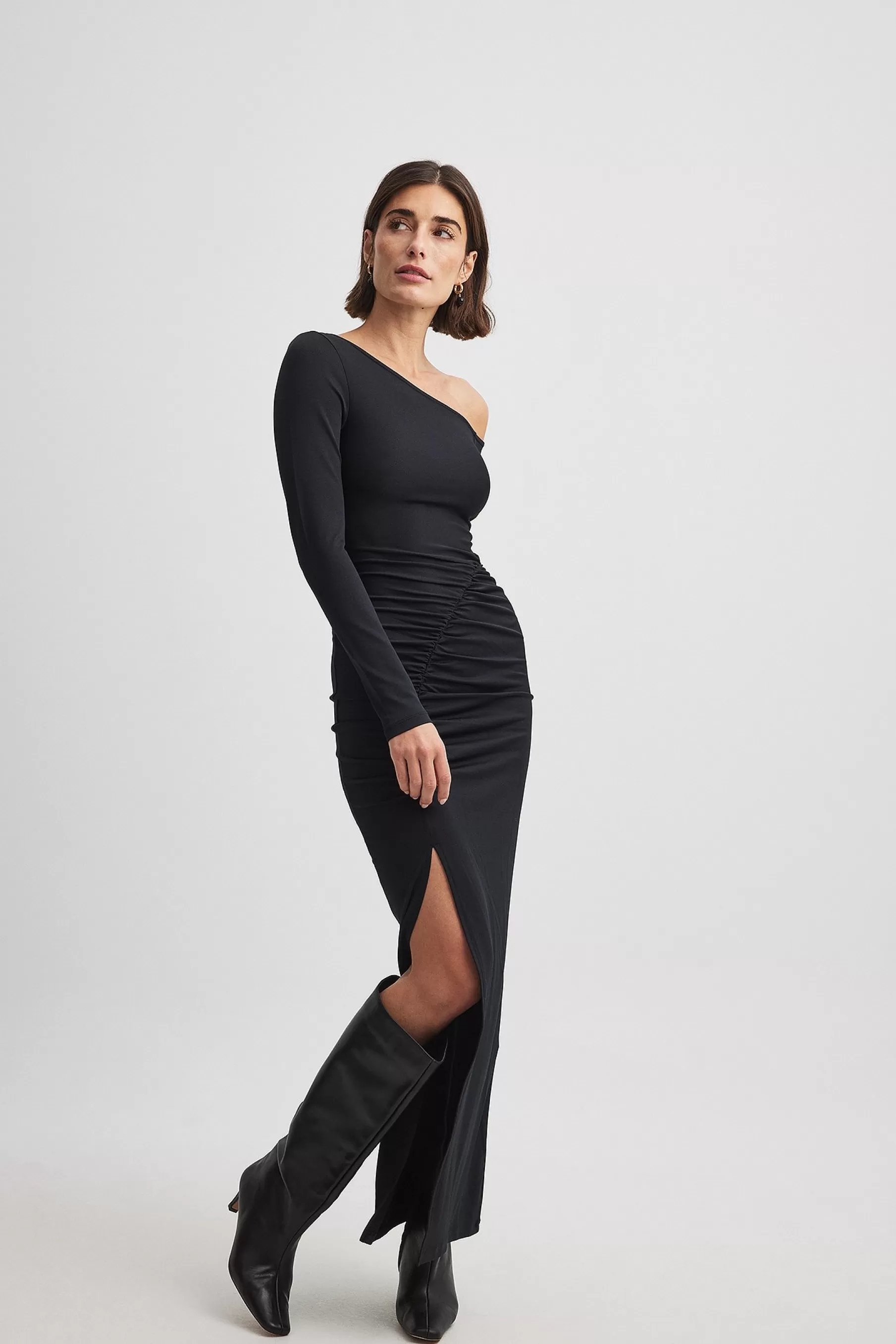 NA-KD Rouched Maxi Dress Black