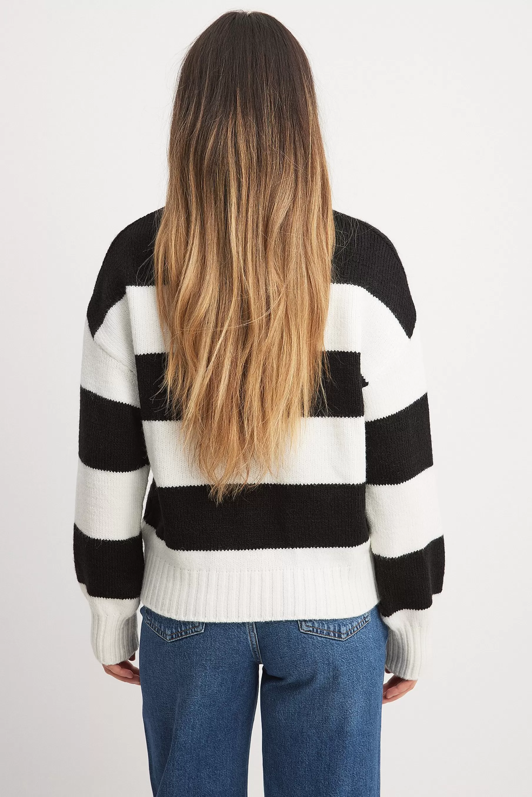 NA-KD Round Neck Knitted Striped Sweater Stripe