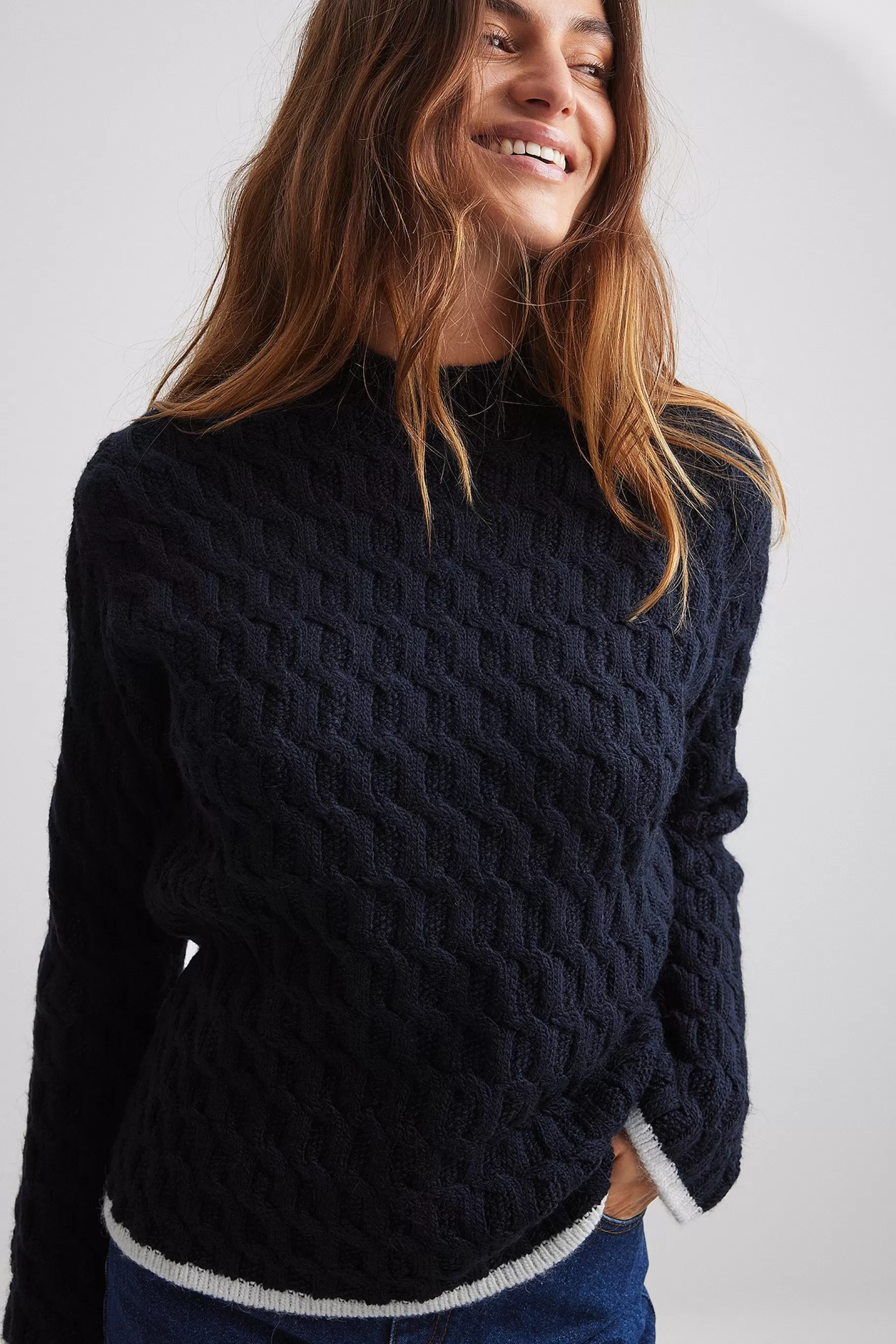 NA-KD Round Neck Knitted Sweater Blue