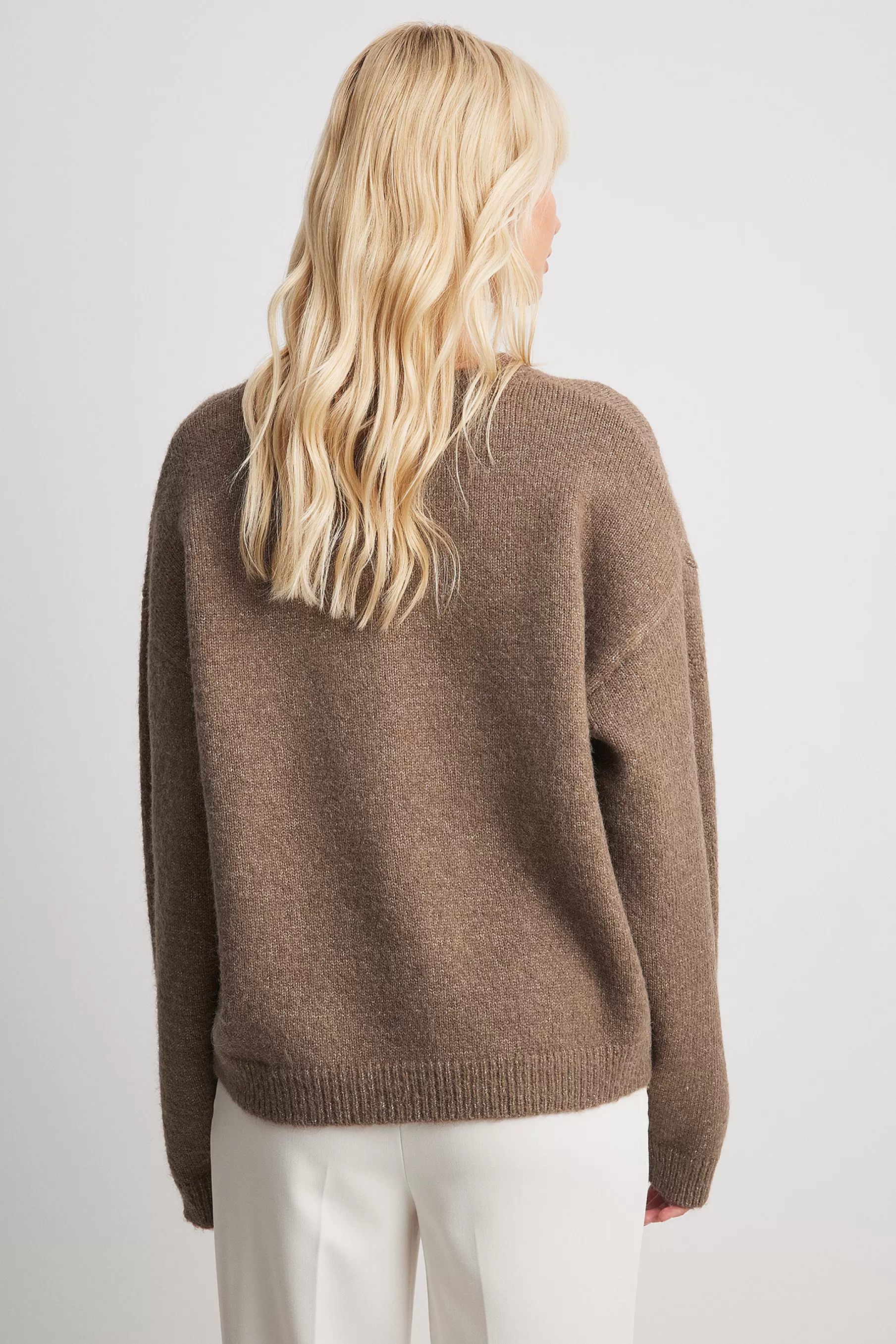 NA-KD Round Neck Knitted Sweater Brown