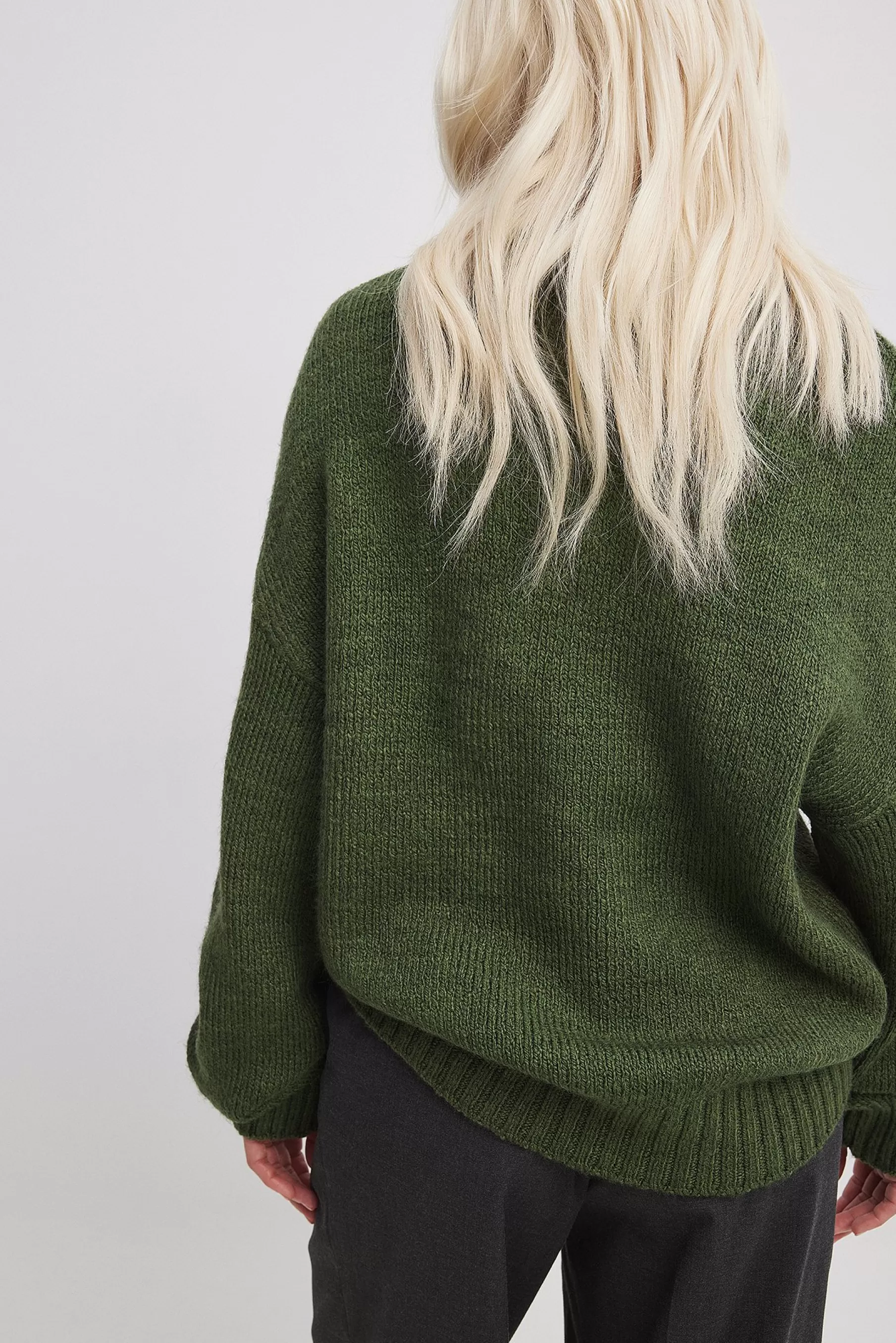 NA-KD Round Neck Knitted Sweater Green