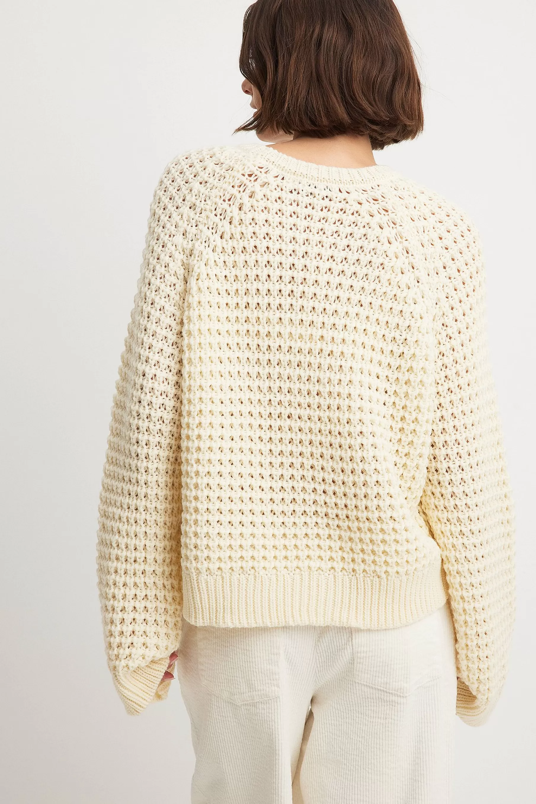 NA-KD Round Neck Knitted Sweater Offwhite