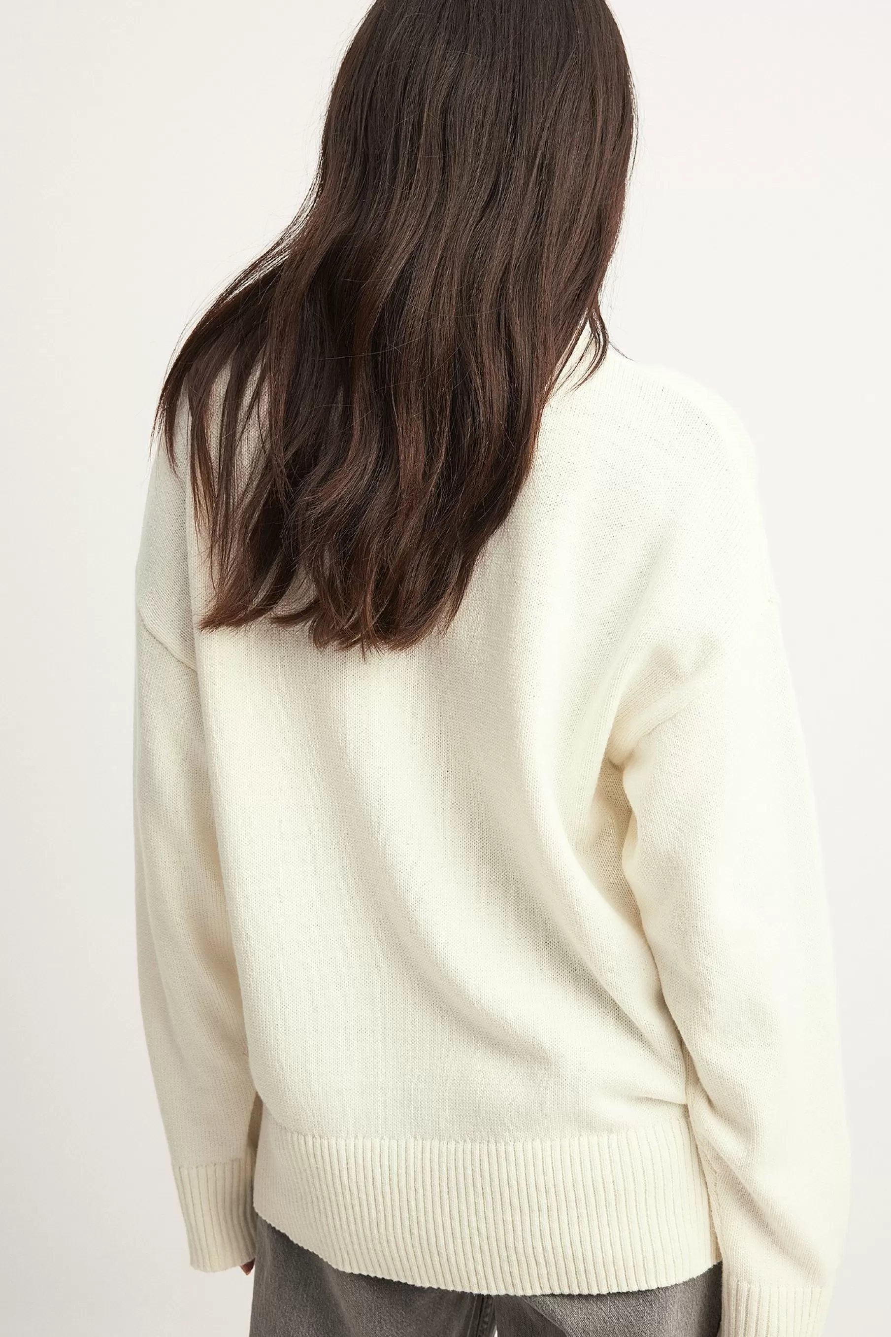 NA-KD Round Neck Knitted Sweater Offwhite