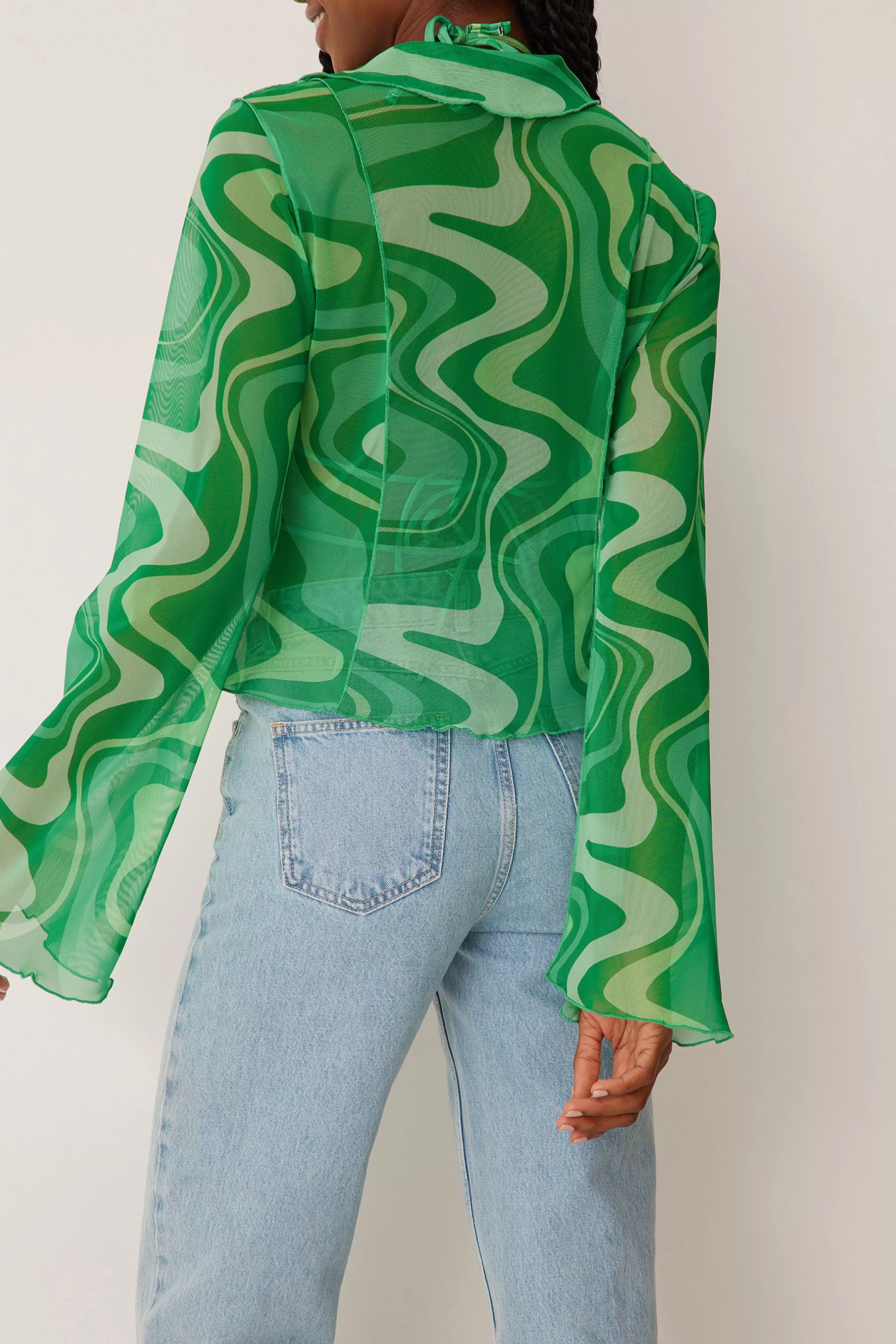 NA-KD Ruffle Detailed Cardigan Green