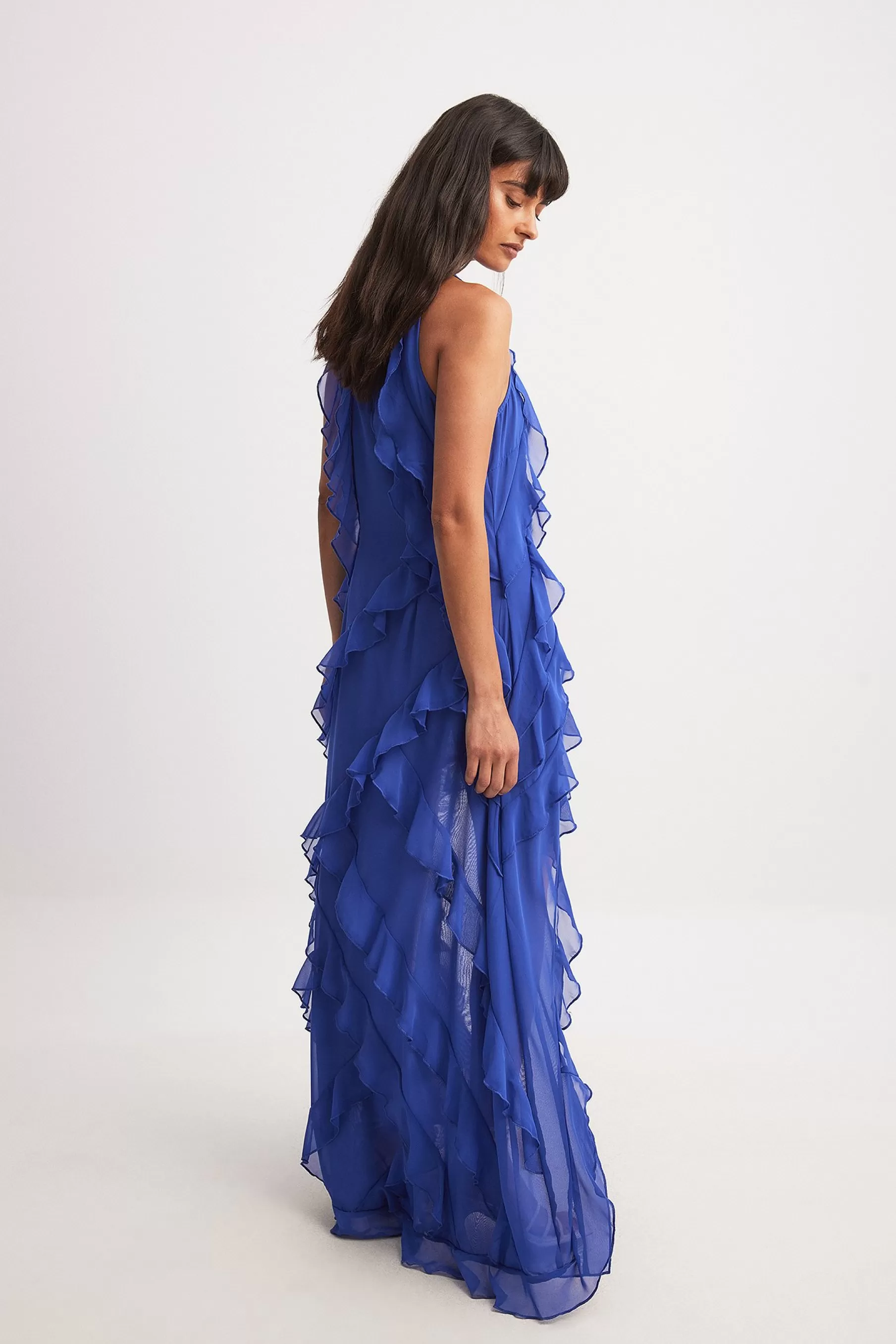 NA-KD Ruffle Maxi Dress Blue