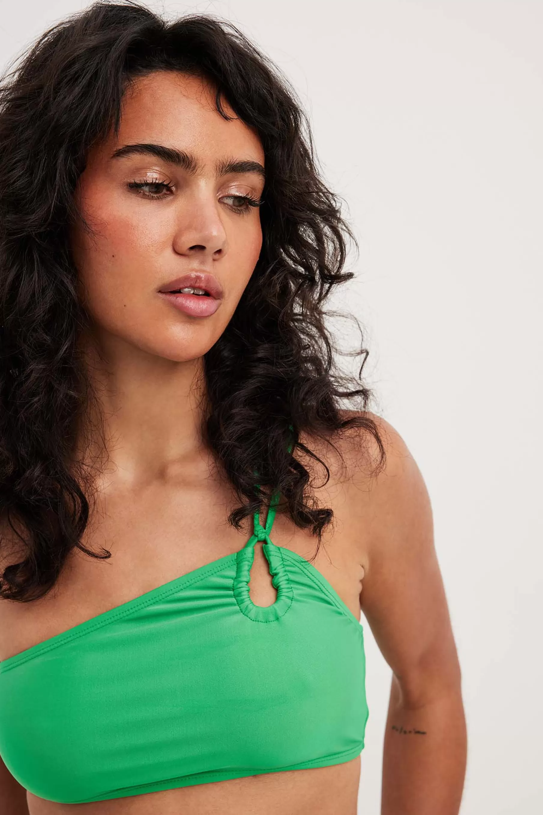 NA-KD Rushed Detail Bikini Top Green