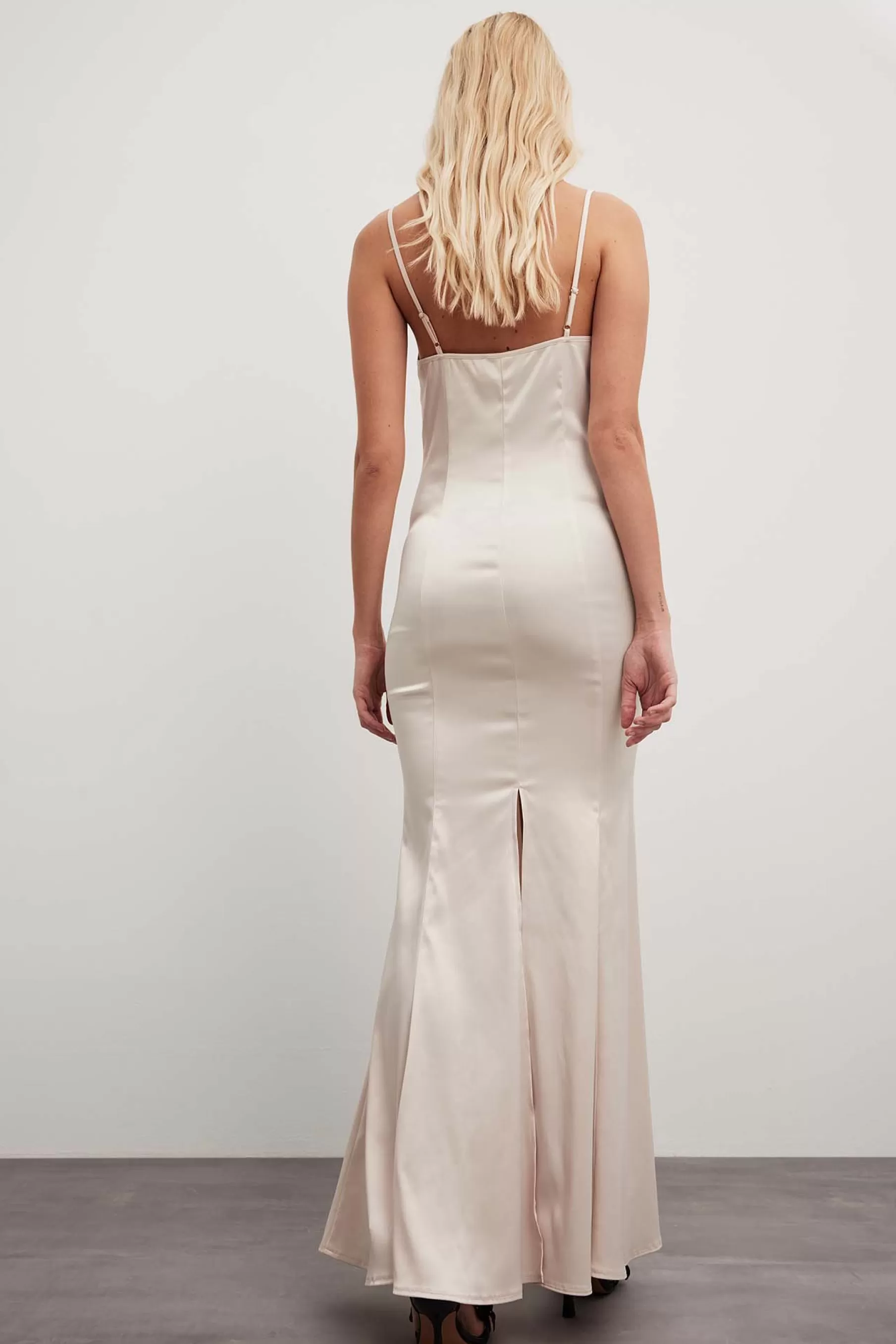 NA-KD Satin Maxi Dress Offwhite