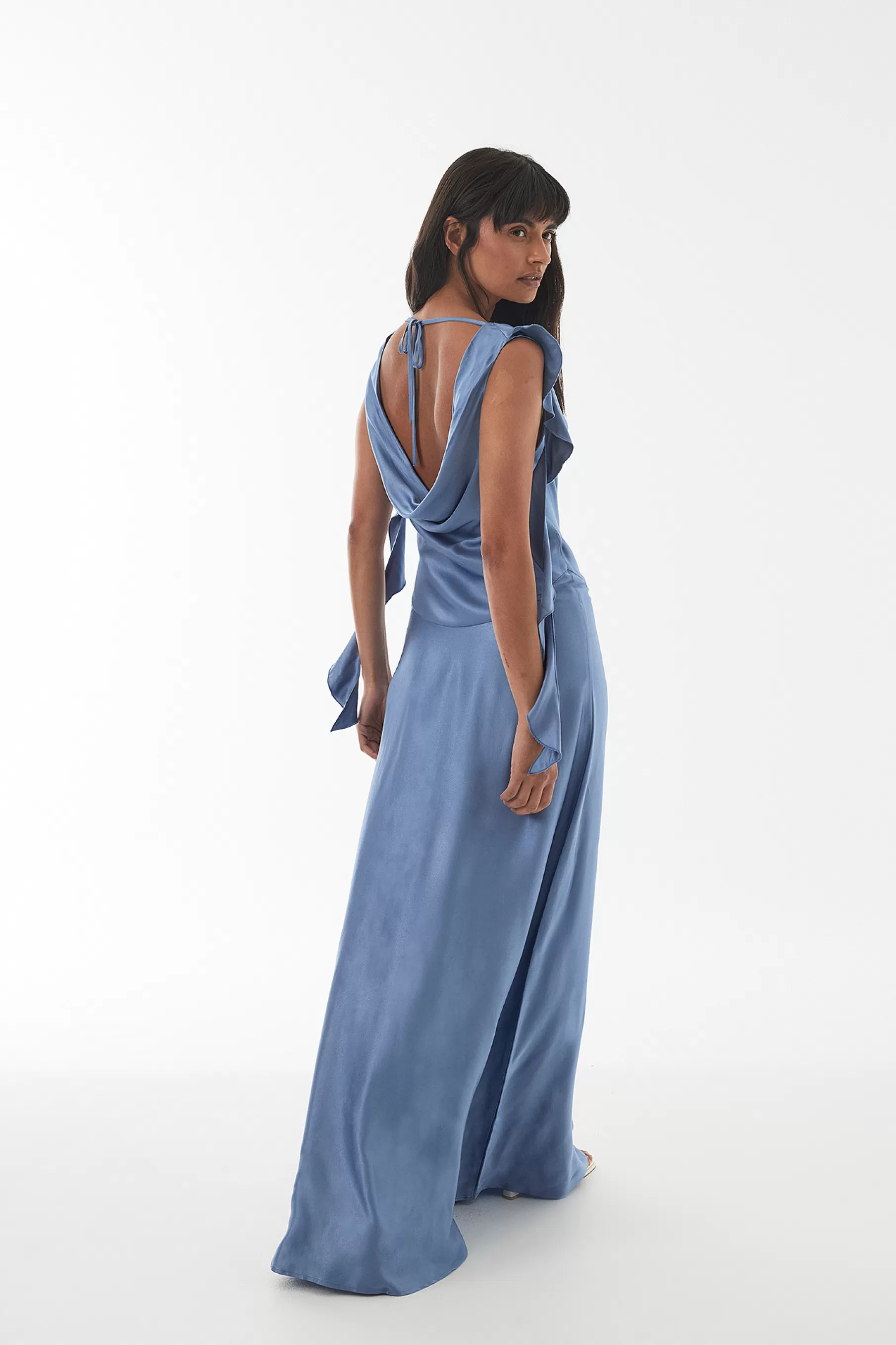 NA-KD Satin Mermaid Maxi Dress Blue