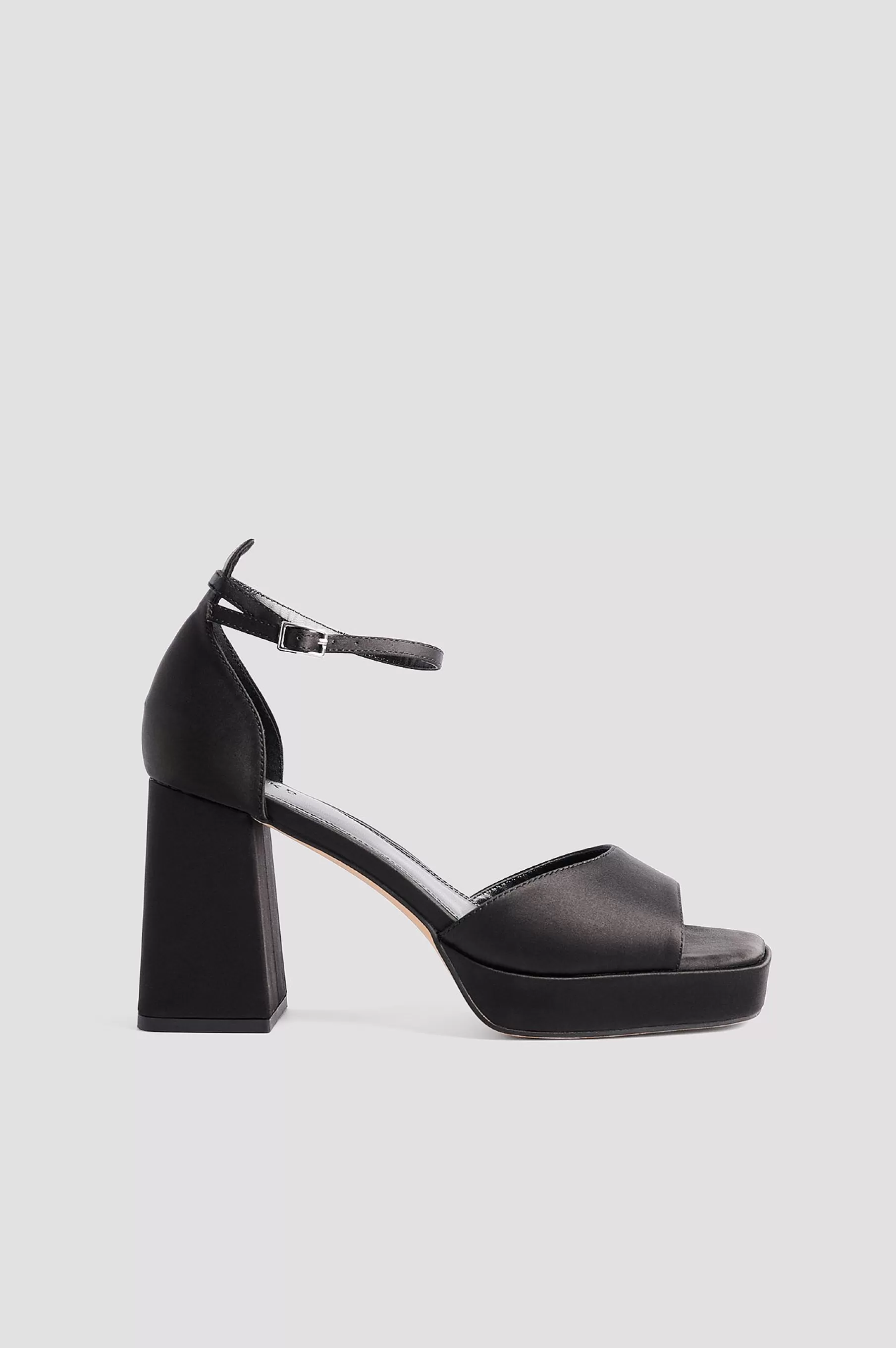 NA-KD Satin Plateau Heels Black