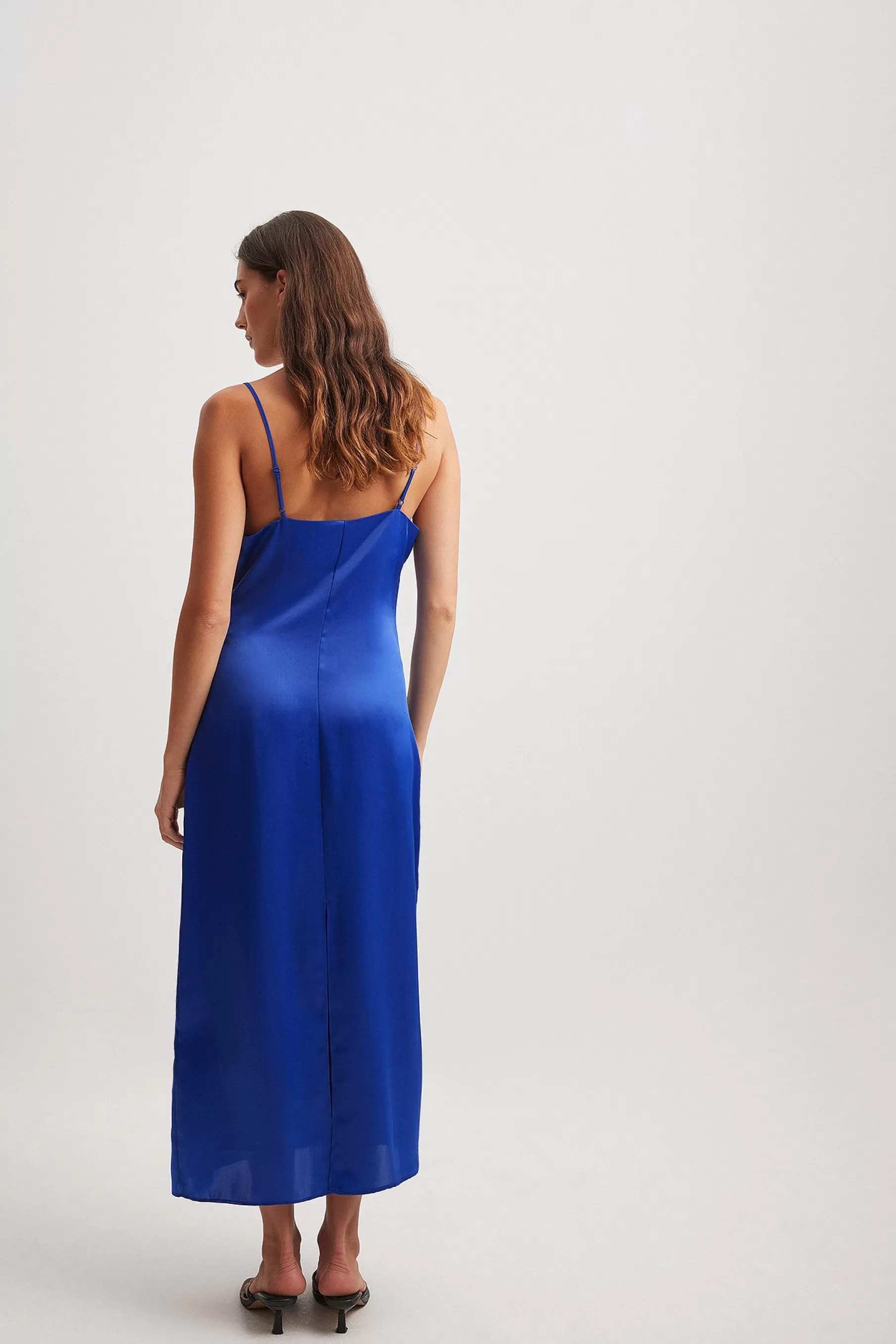 NA-KD Satin Slip Dress Blue