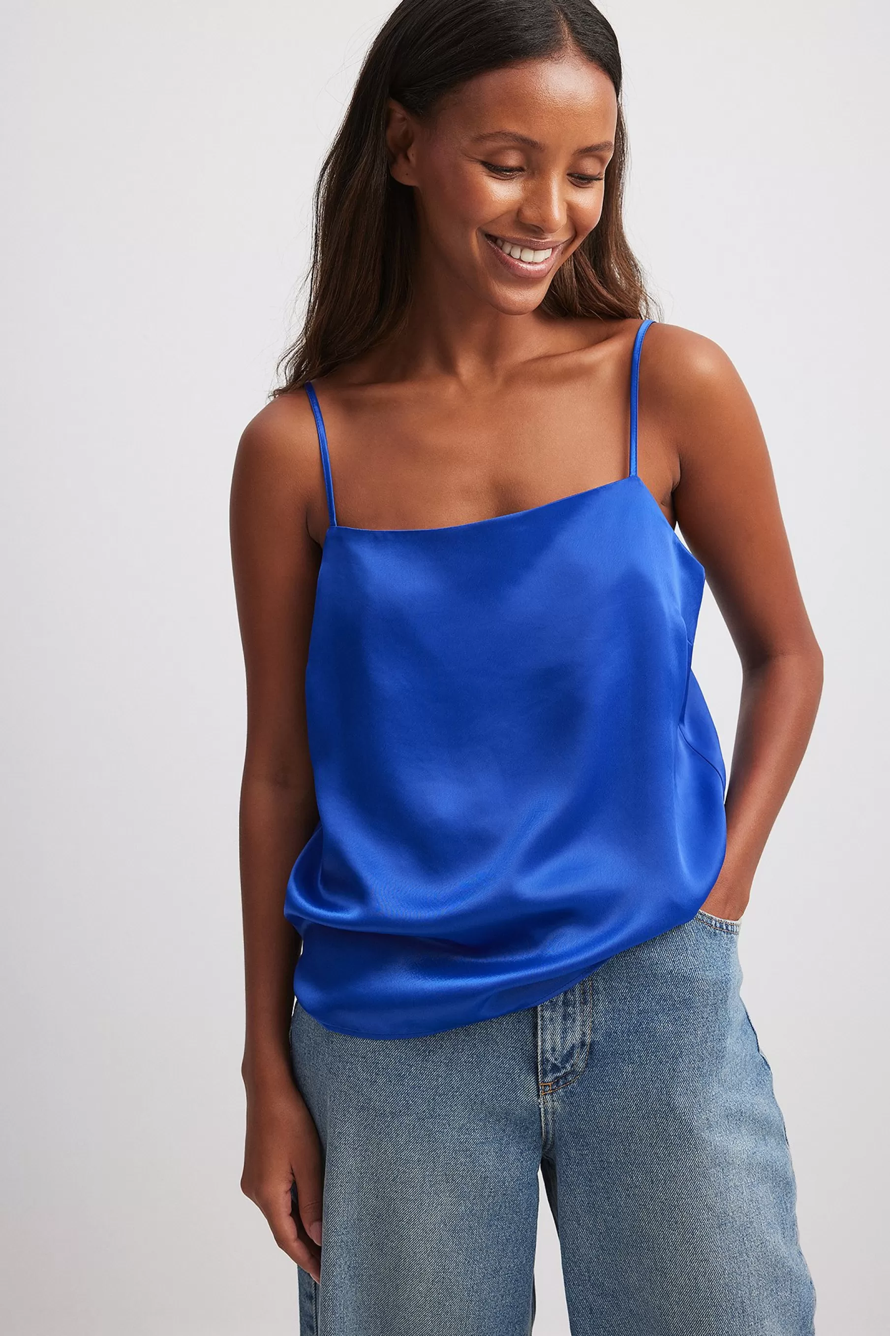 NA-KD Satin Top Blue