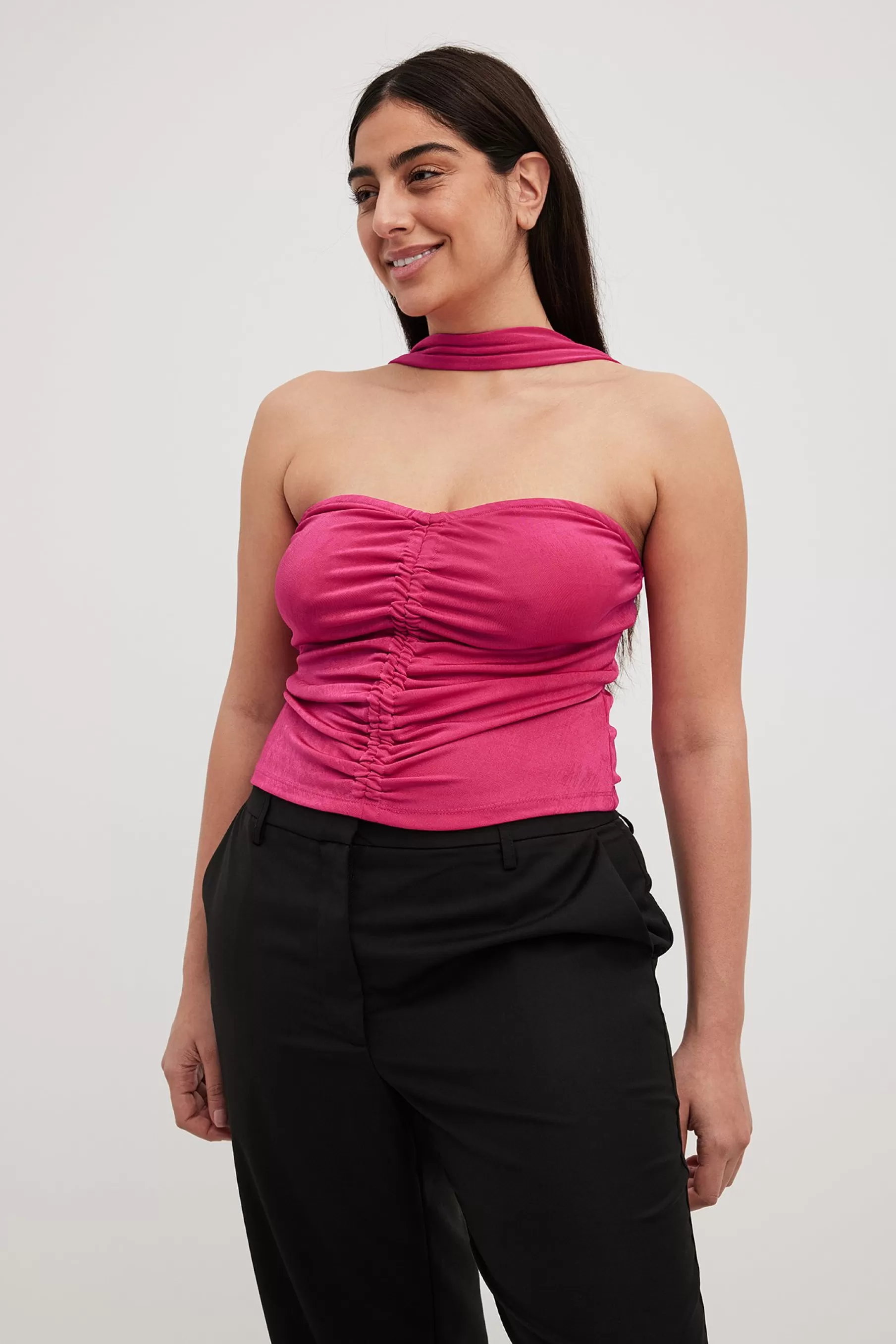 NA-KD Scarf Detail Tube Top Pink