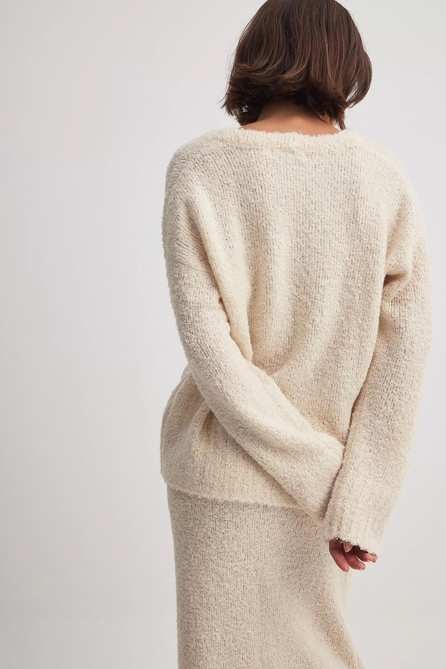 NA-KD Scoop Neck Knitted Sweater Beige