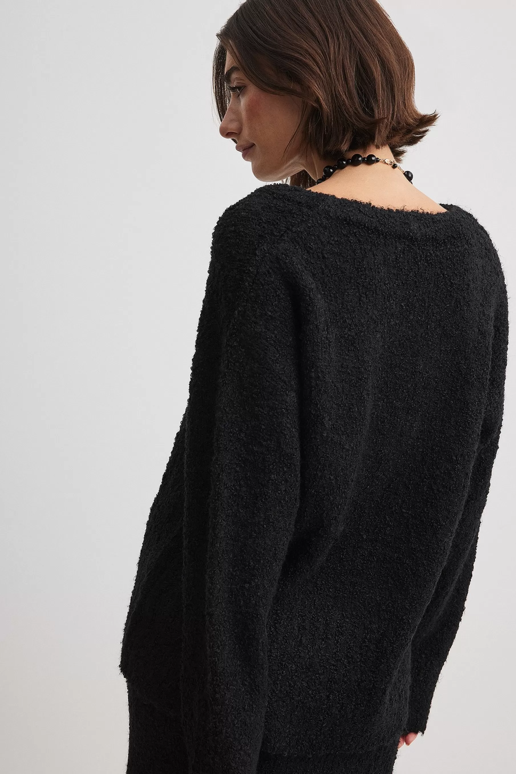 NA-KD Scoop Neck Knitted Sweater Black