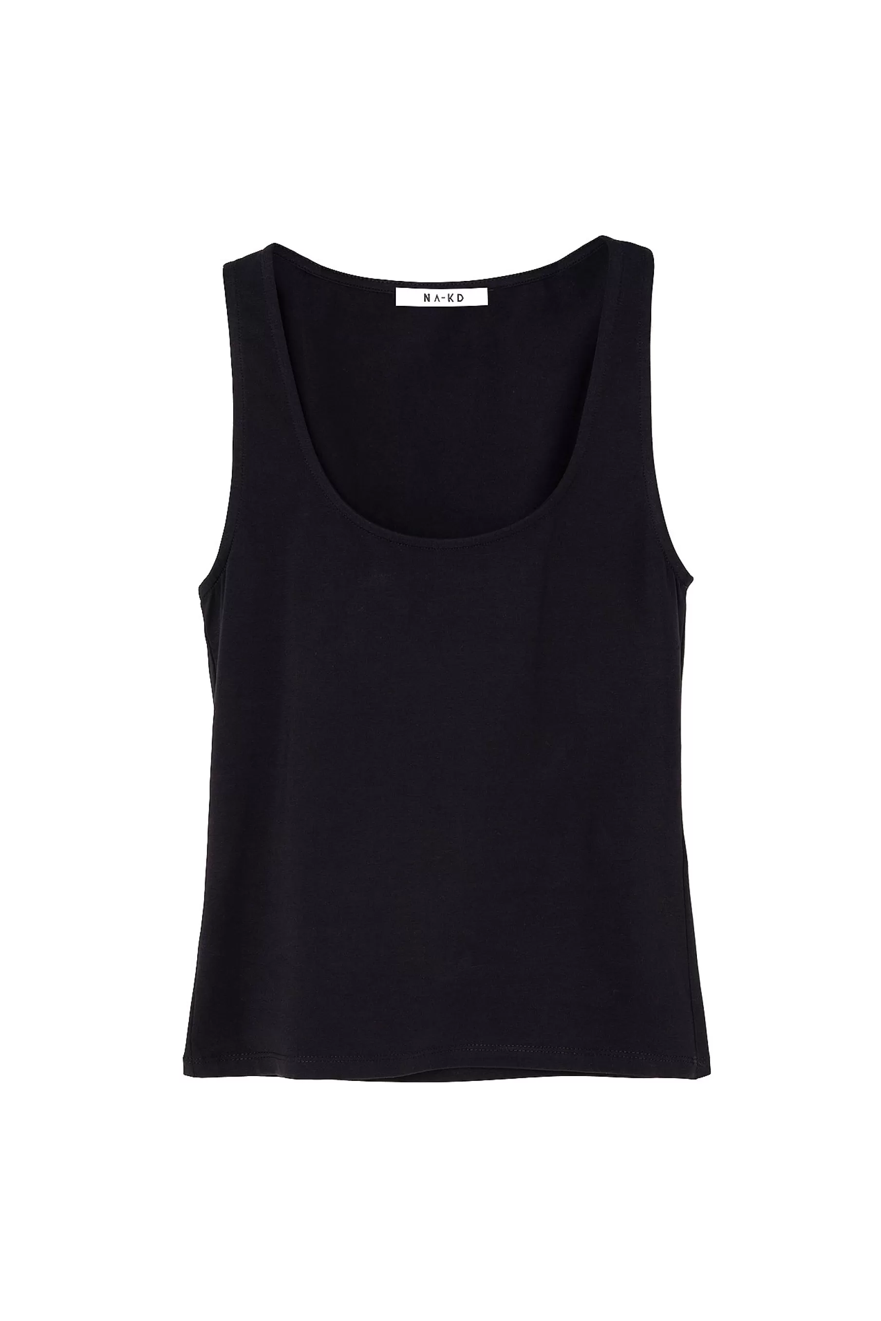 NA-KD Scoop Neck Tank Top Black