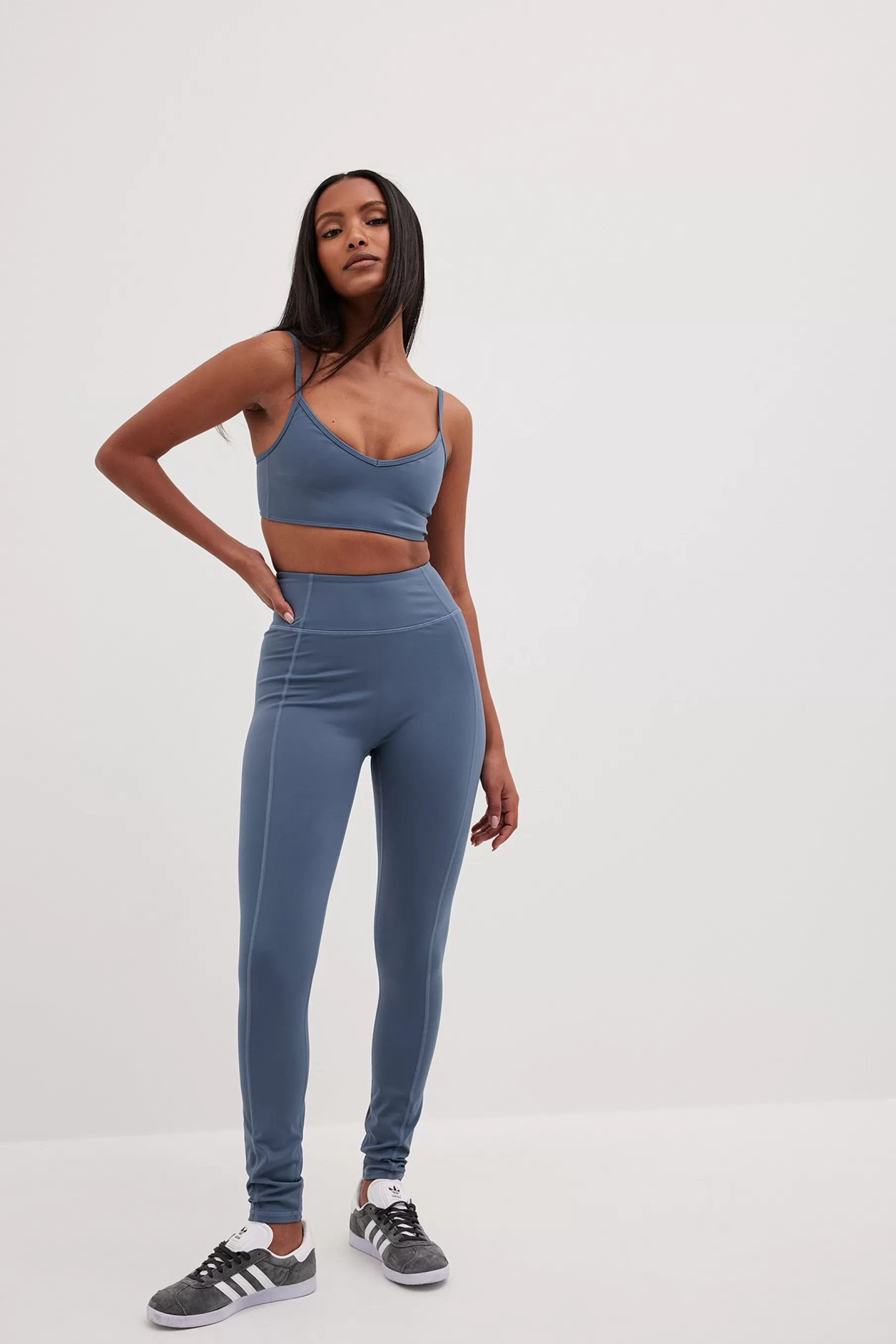 NA-KD Seam Detail Sports Leggings Blue