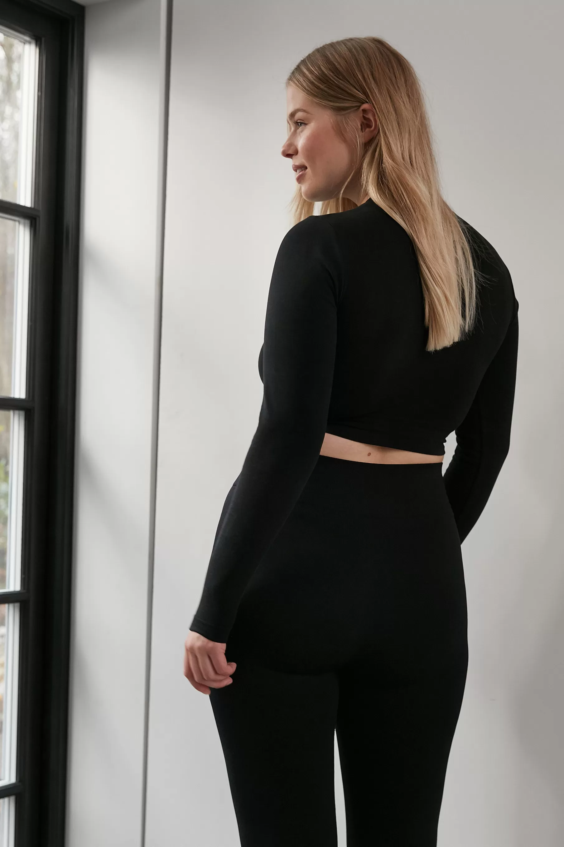 NA-KD Seamless Long Sleeve Top Black