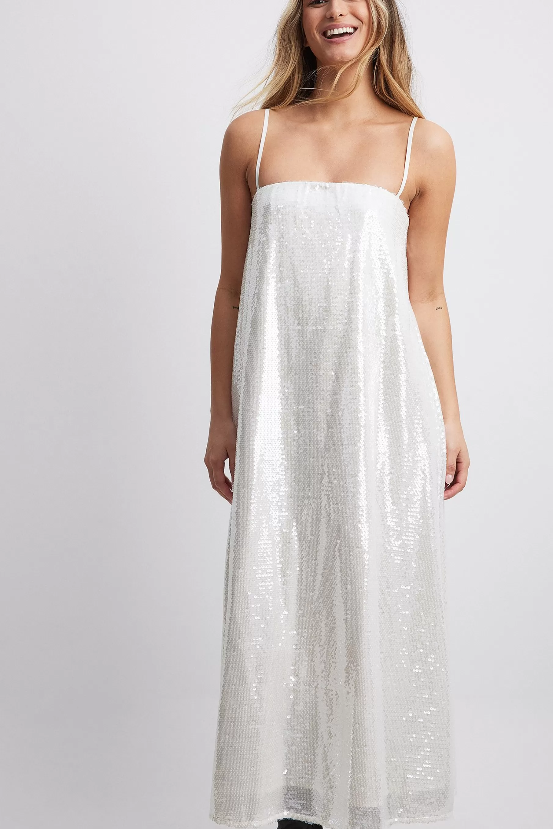 NA-KD Sequin Bandeau Dress White