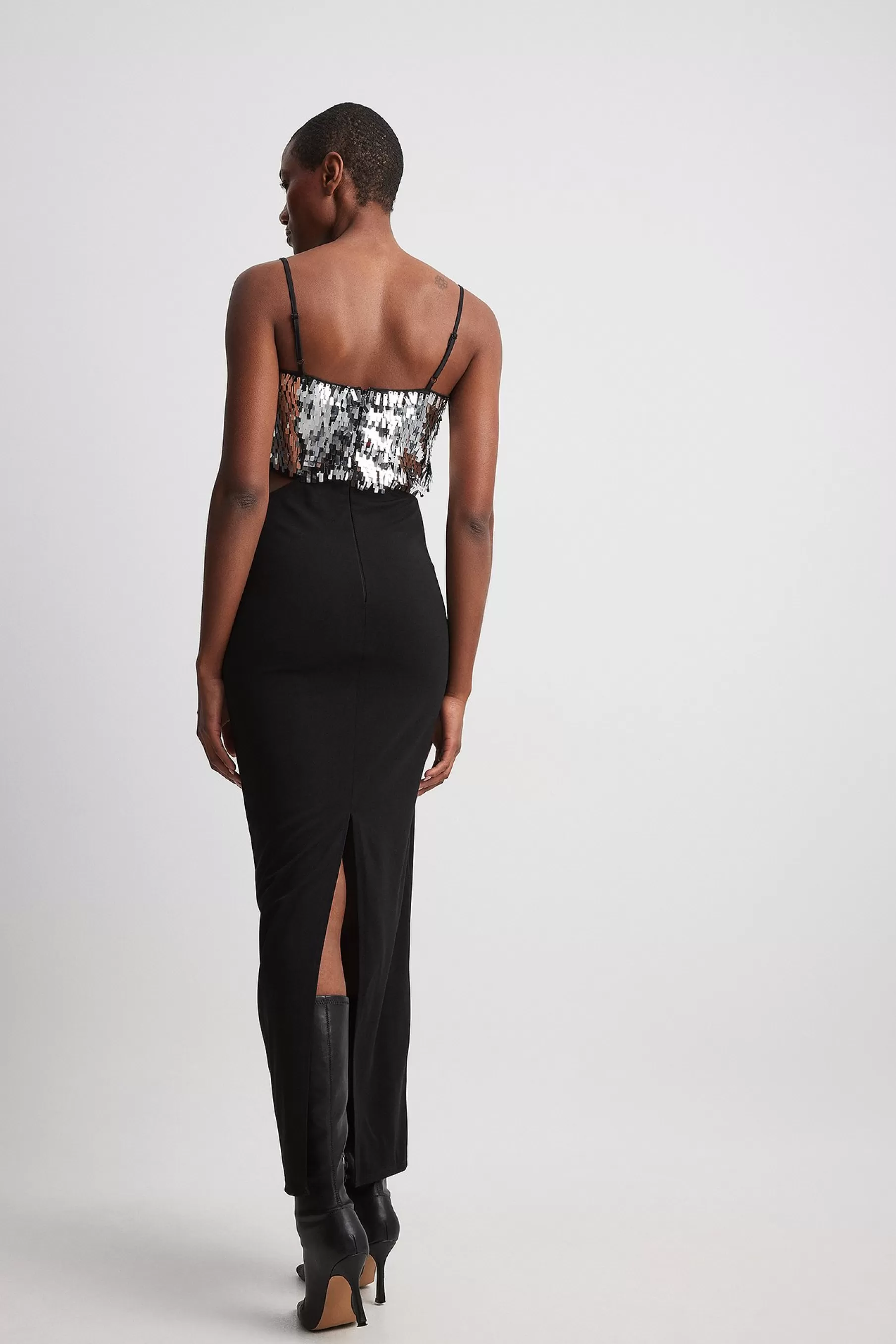 NA-KD Sequin Jersey Dress Black