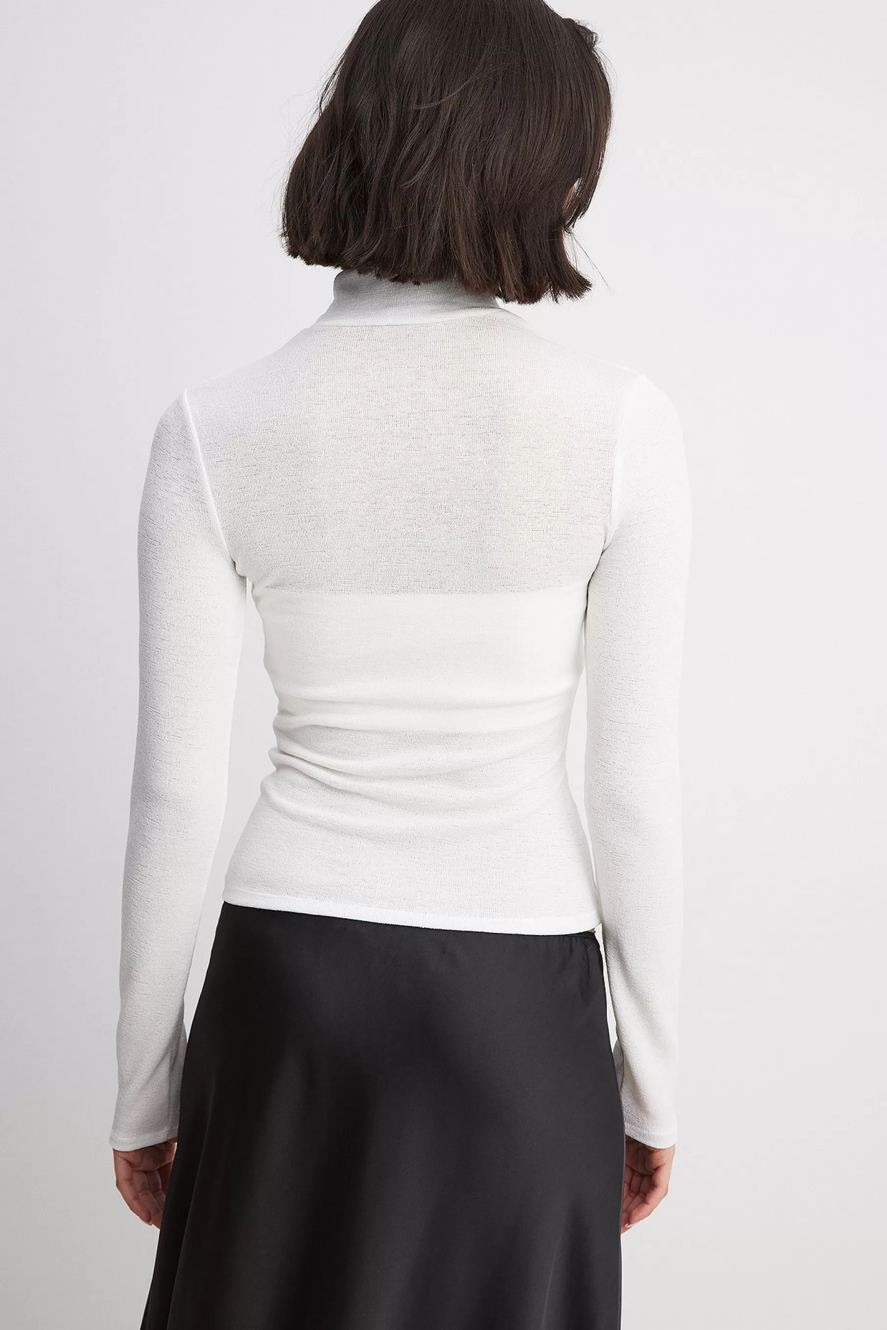 NA-KD Sheer Collar Top Offwhite